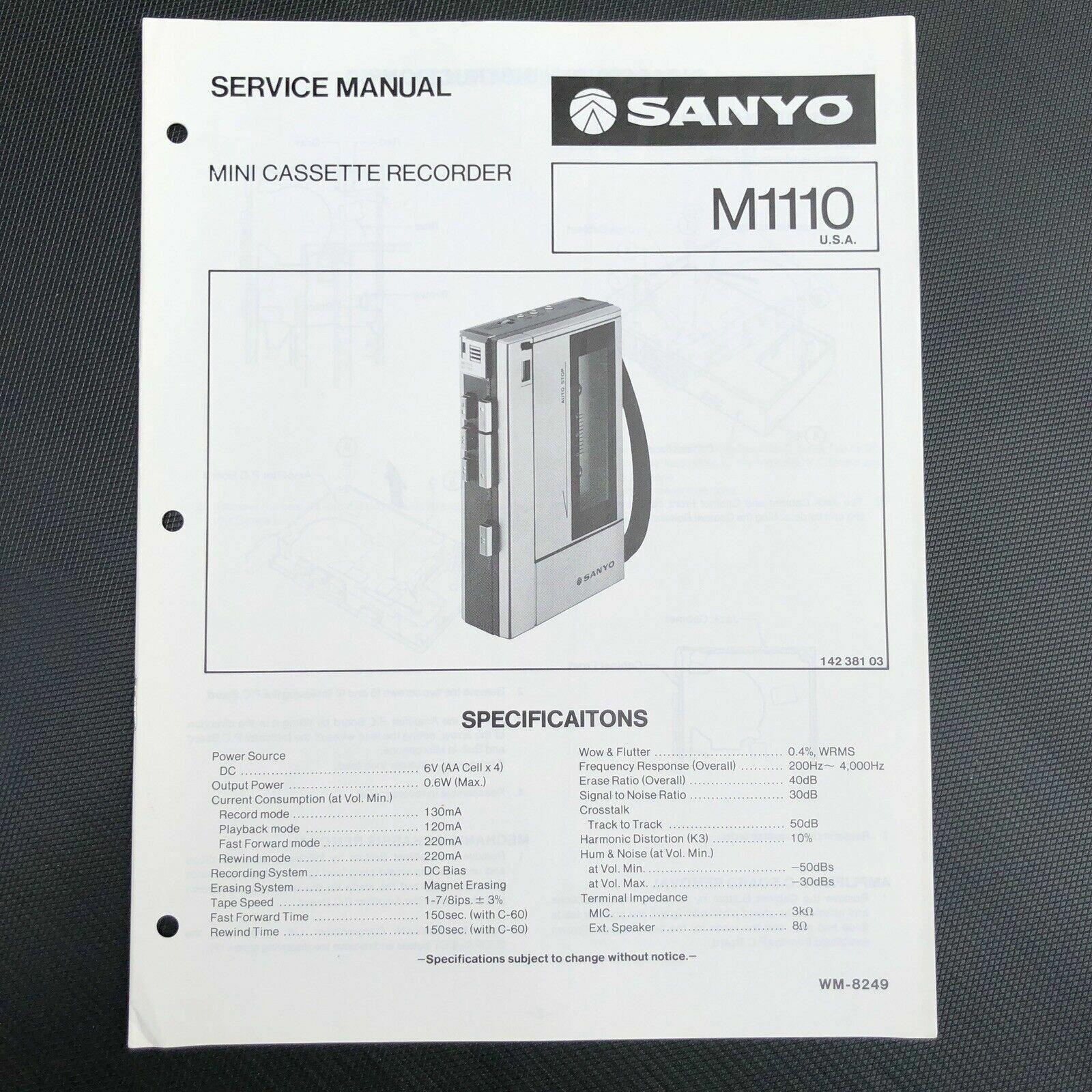 Sanyo M1110 Mini Cassette Recorder Service Manual