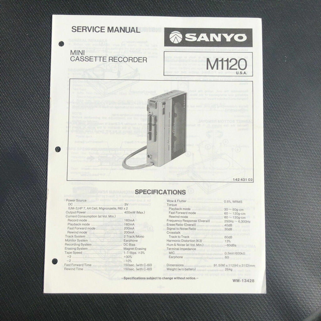 Sanyo M1120 Mini Cassette Recorder Service Manual