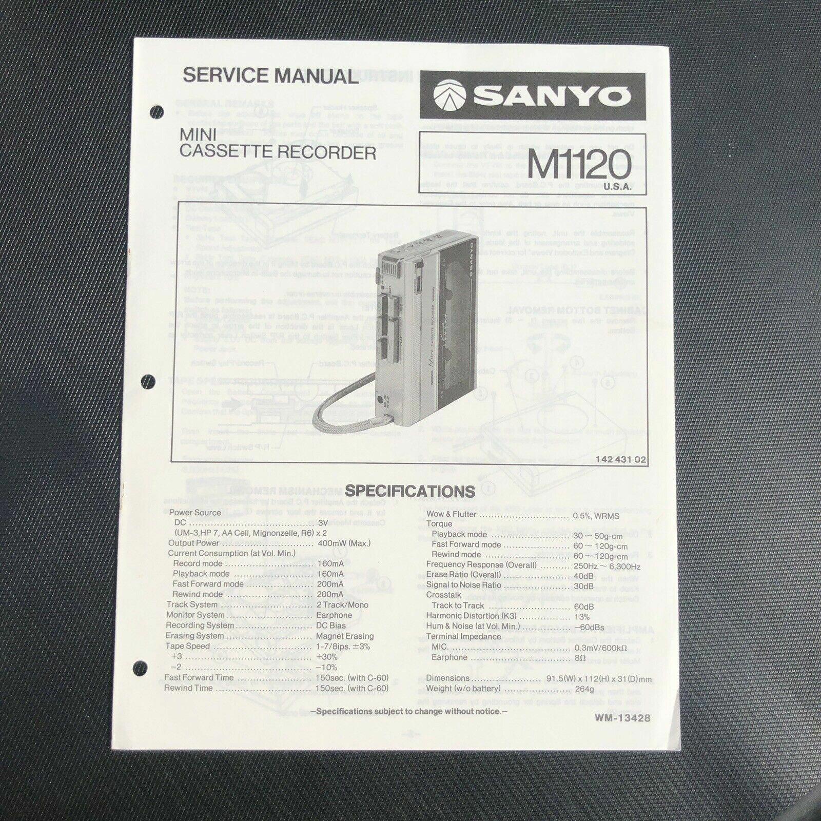 Sanyo M1120 Mini Cassette Recorder Service Manual