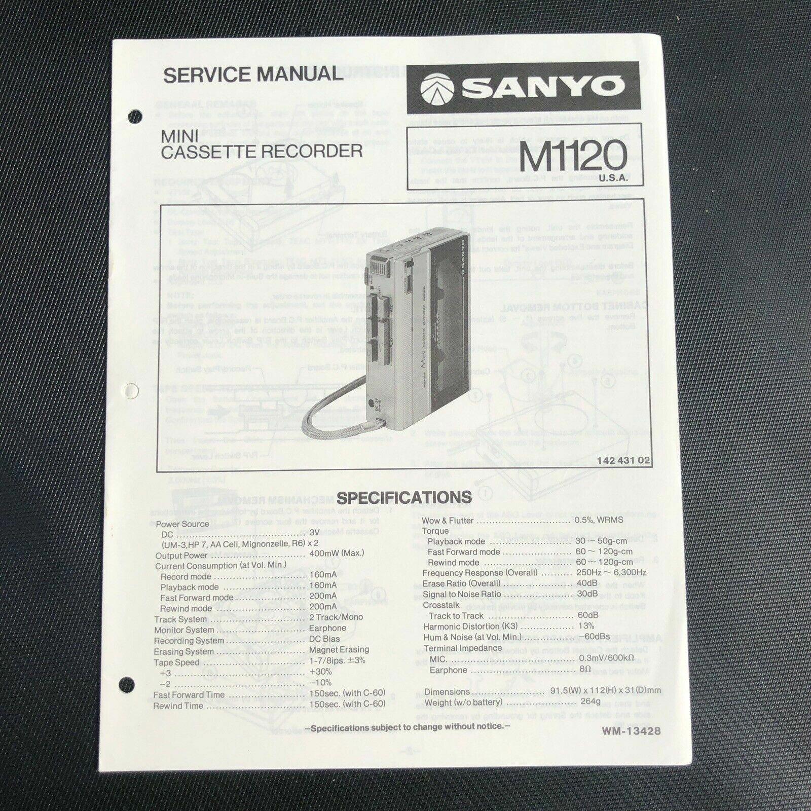 Sanyo M1120 Mini Cassette Service Manual