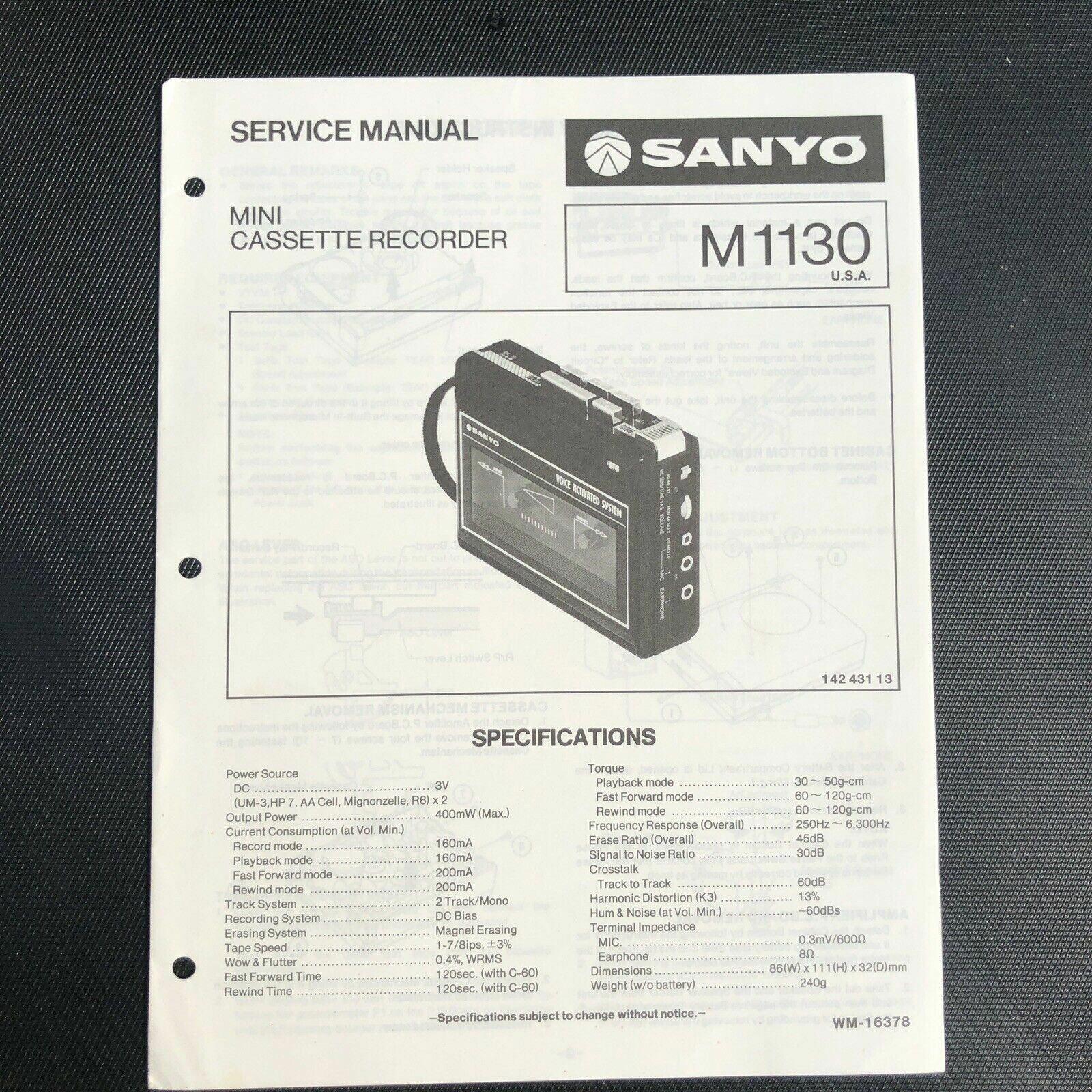 Sanyo M1130 Mini Cassette Service Manual