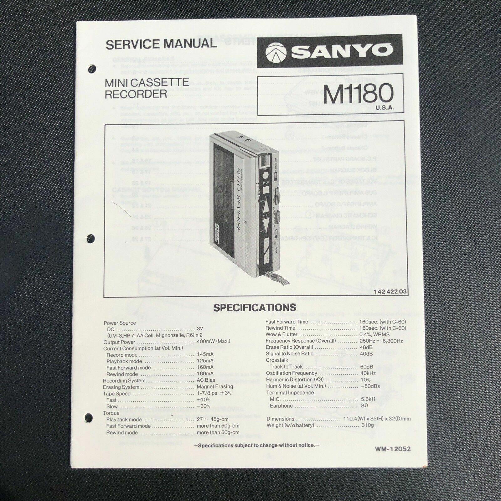 Sanyo M1180 Mini Cassette Service Manual