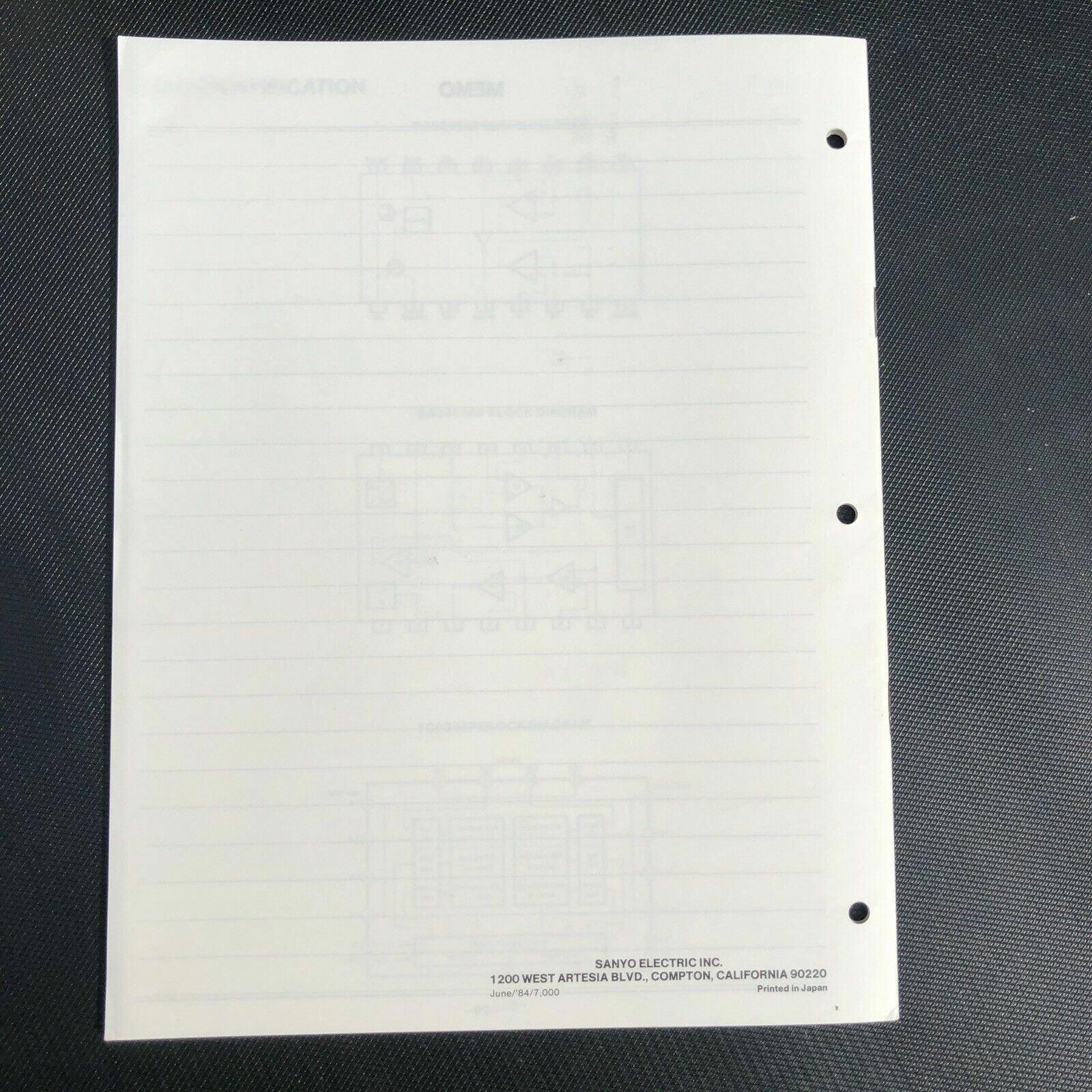 Sanyo M1180 Mini Cassette Service Manual