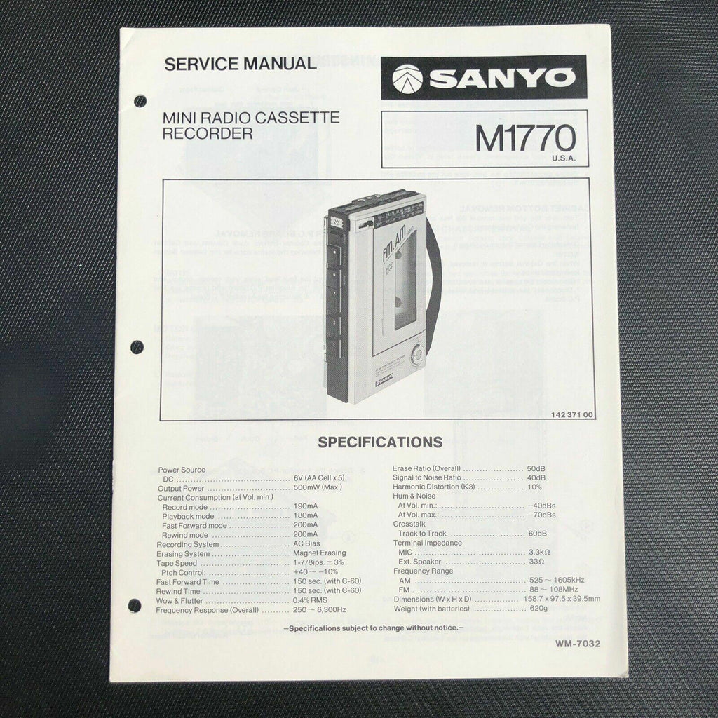 Sanyo M1770 Mini Cassette Service Manual