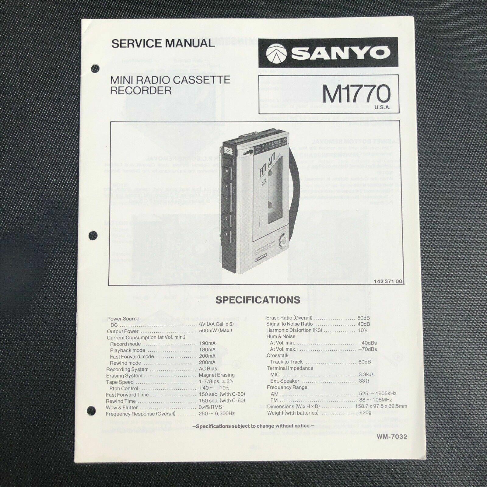 Sanyo M1770 Mini Cassette Service Manual