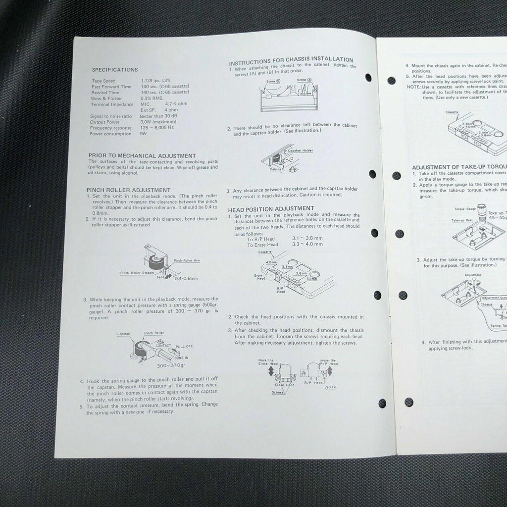 Sanyo M3000 Portable Cassette Recorder Service manual