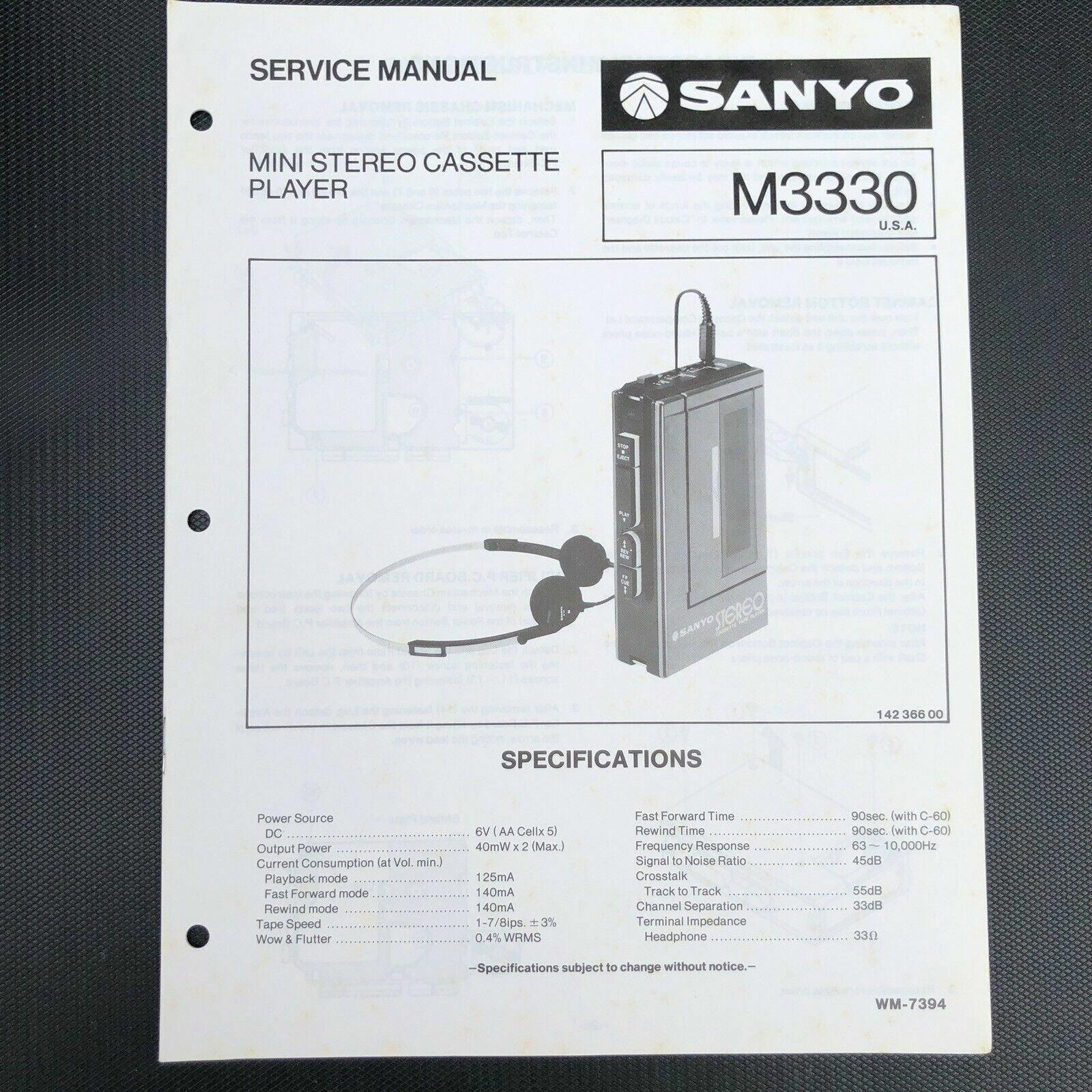 Sanyo M3300 Mini Cassette Stereo Player Service manual
