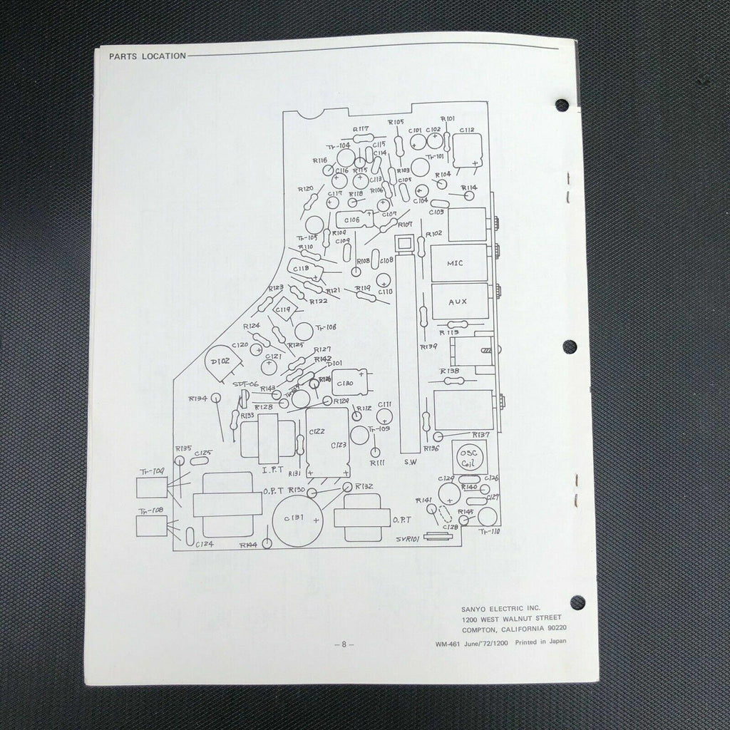 Sanyo M4210 Stereocast Cassette Tape Recorder Service Manual