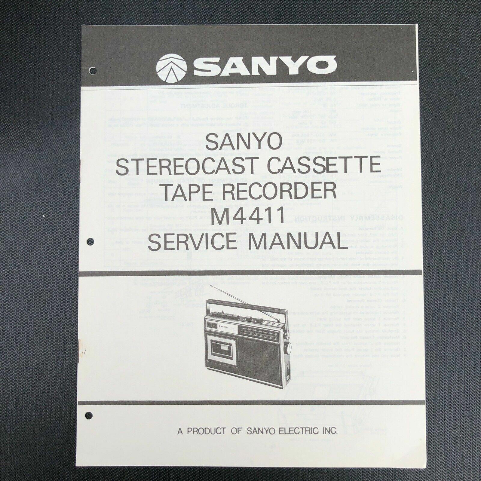 Sanyo M4411 Stereocast Cassette Tape Recorder Service Manual