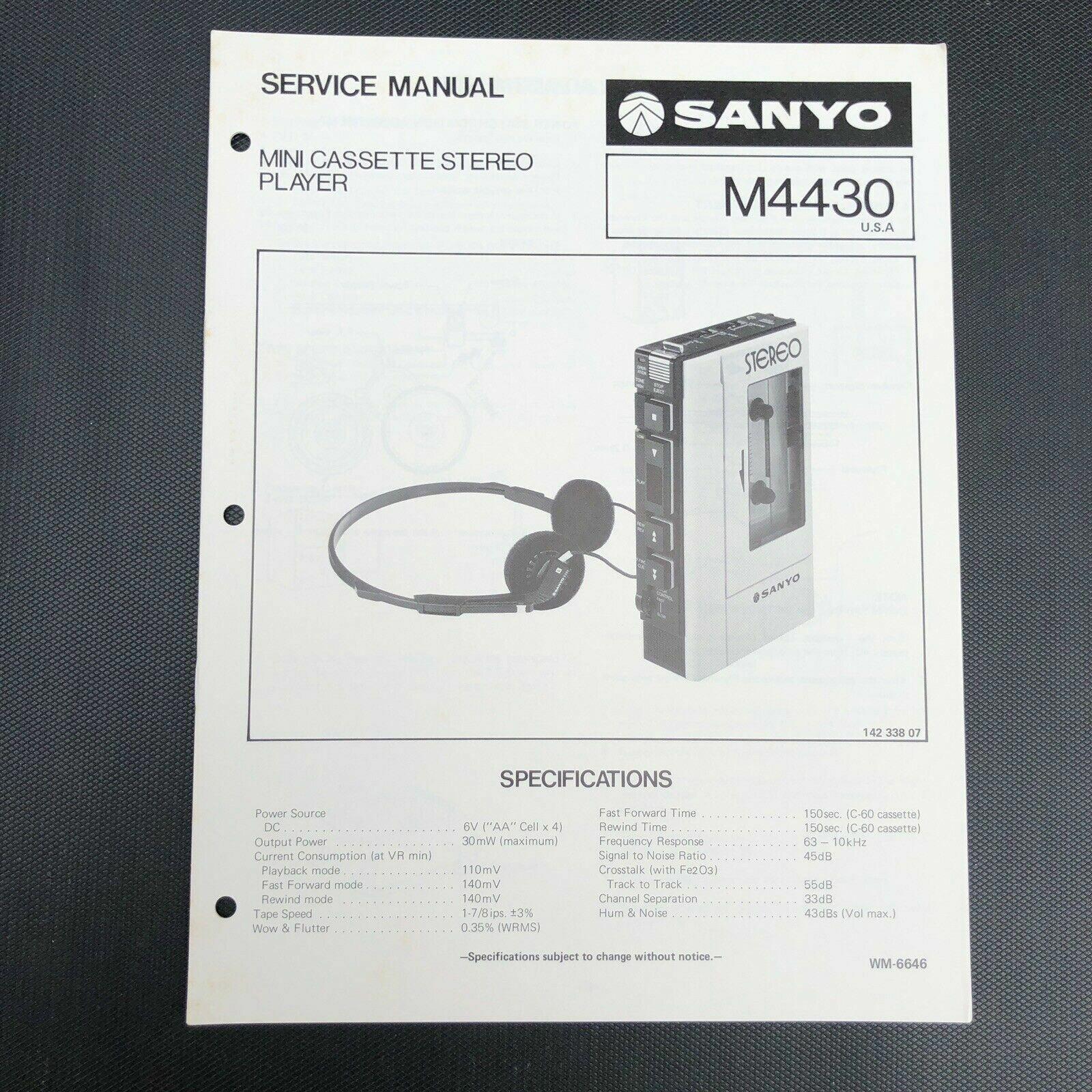 Sanyo M4430 Mini Cassette Stereo Player Service manual