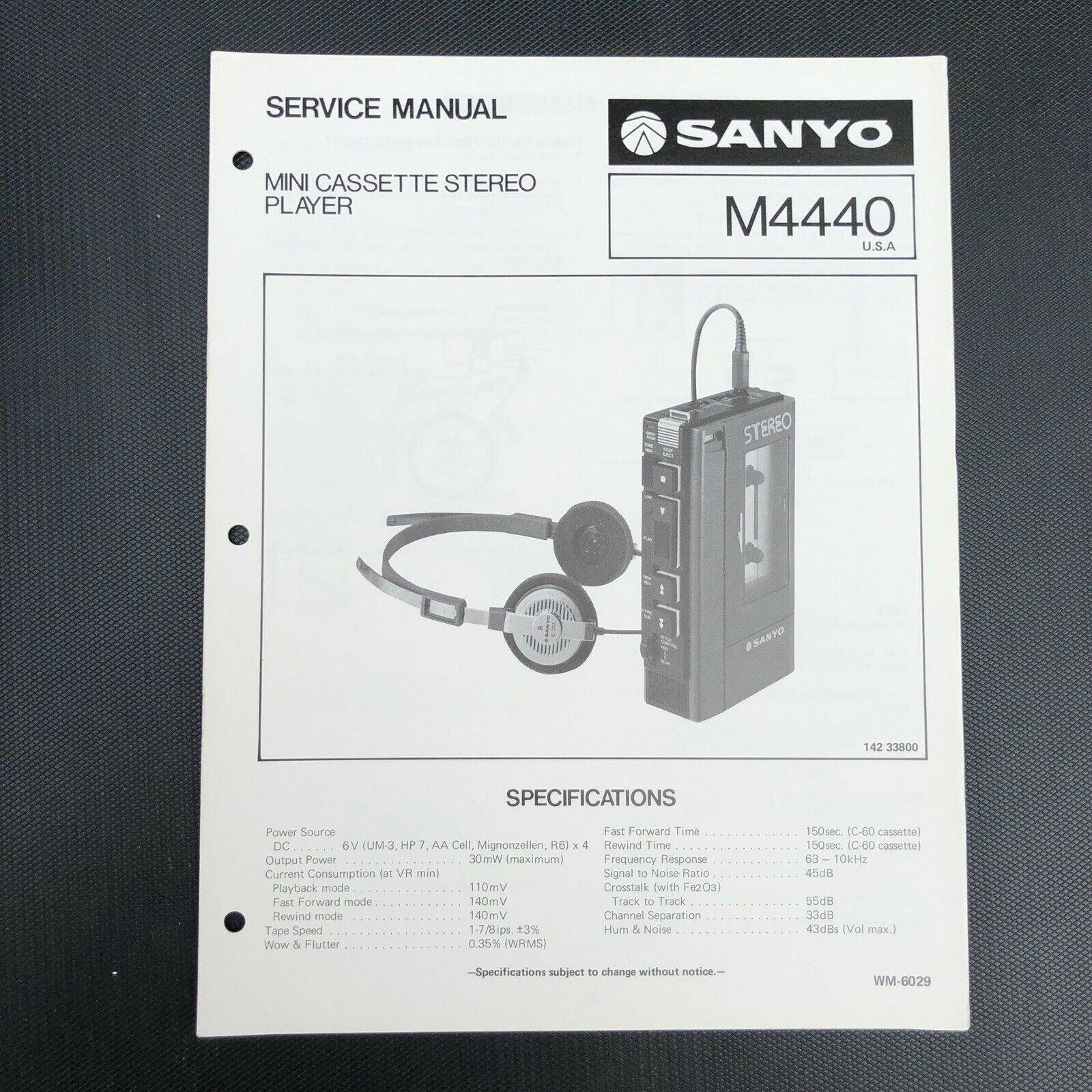 Sanyo M4440 Mini Cassette Stereo Player Service manual