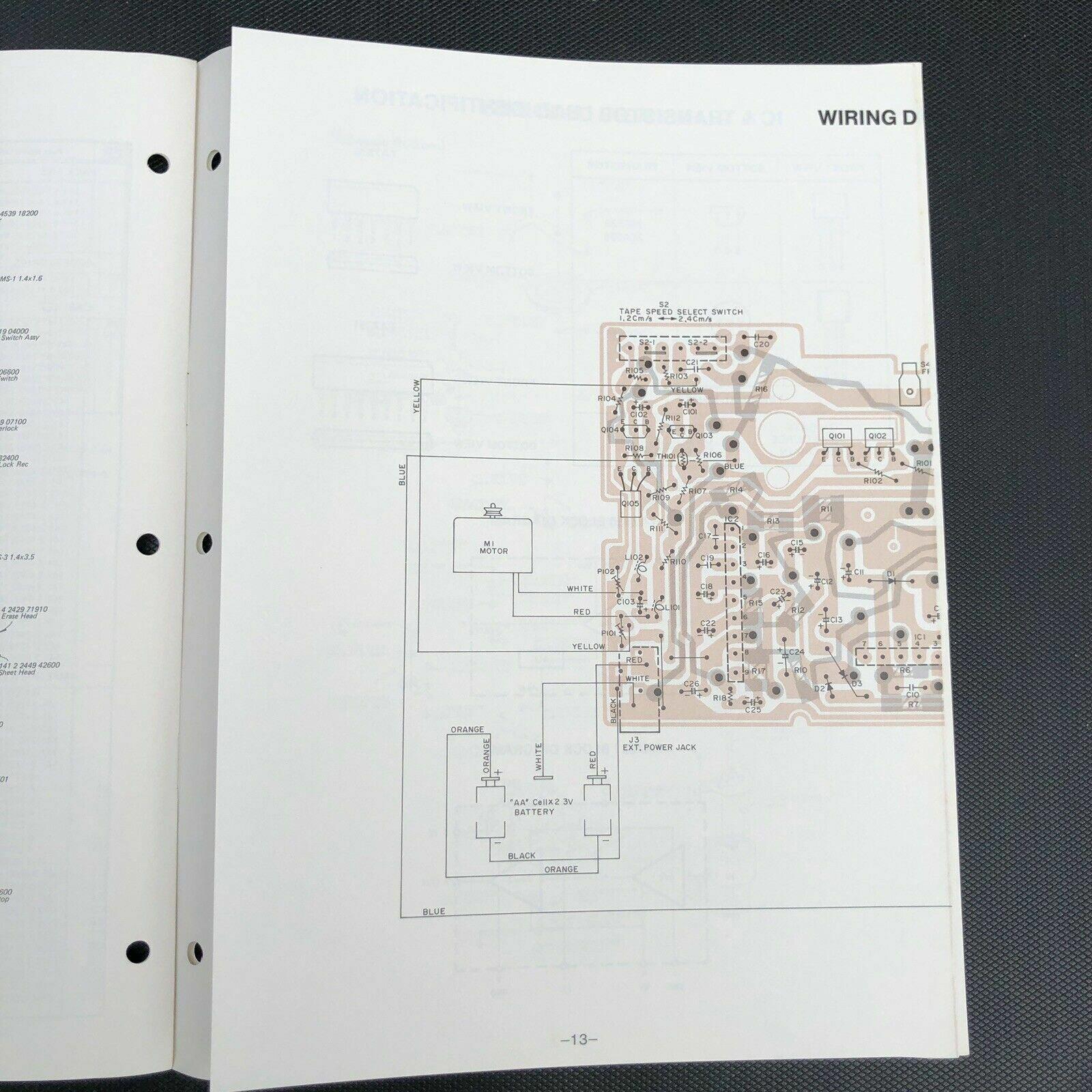 Sanyo M5400 Microcassette Tape Recorder Service manual