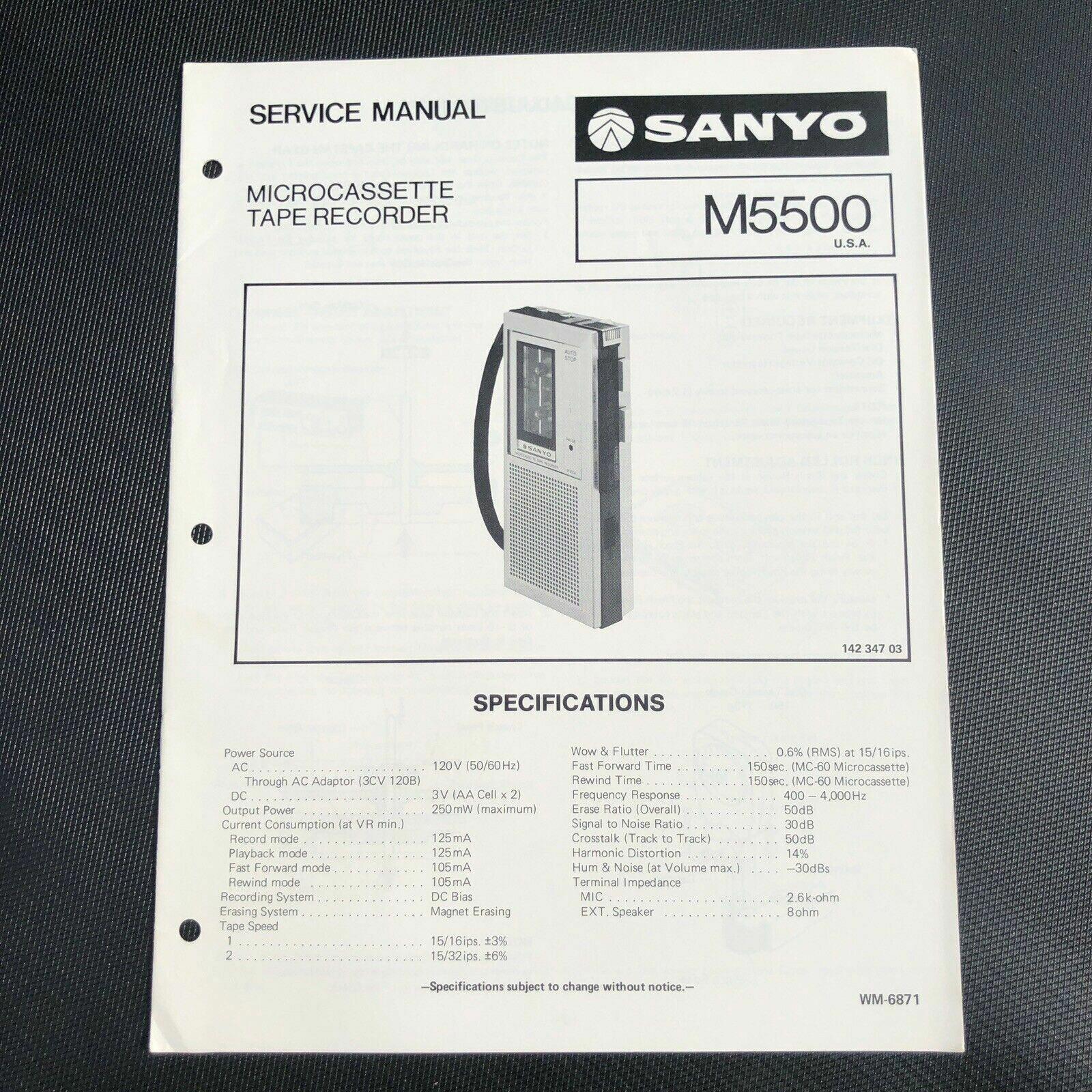 Sanyo M5500 Microcassette Tape Recorder Service Manual