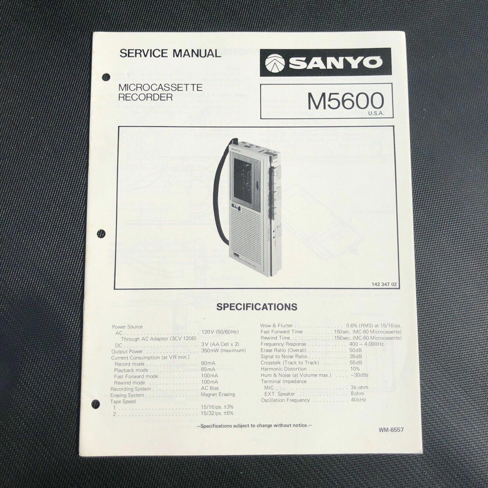 Sanyo M5600 Microcassette Recorder Service Manual