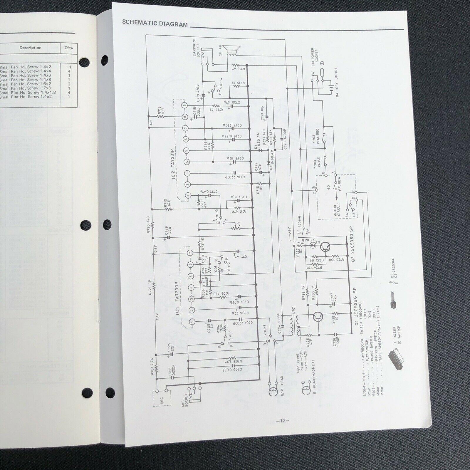 Sanyo M5700 Micro Cassette Recorder Service Manual