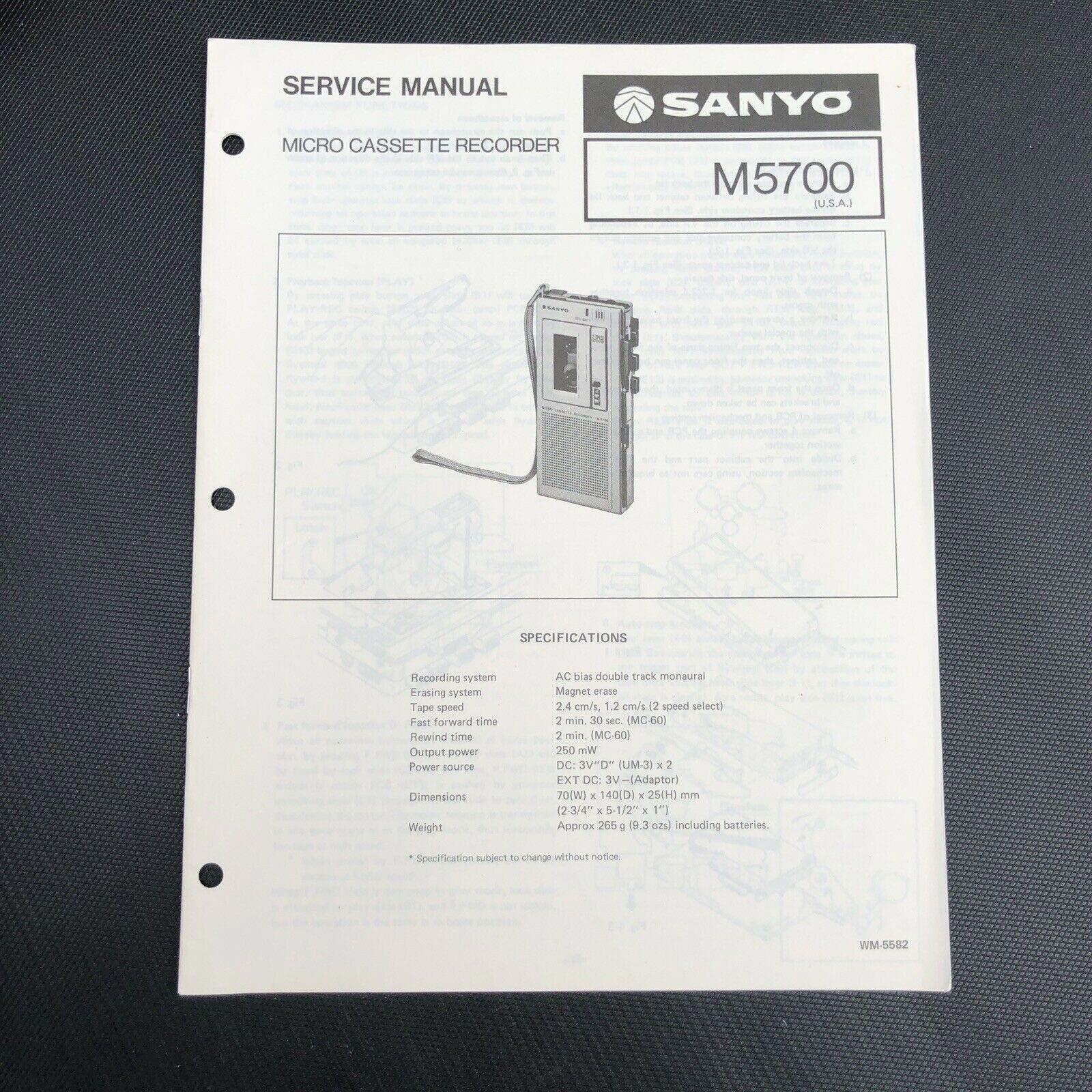 Sanyo M5700 Micro Cassette Recorder Service Manual