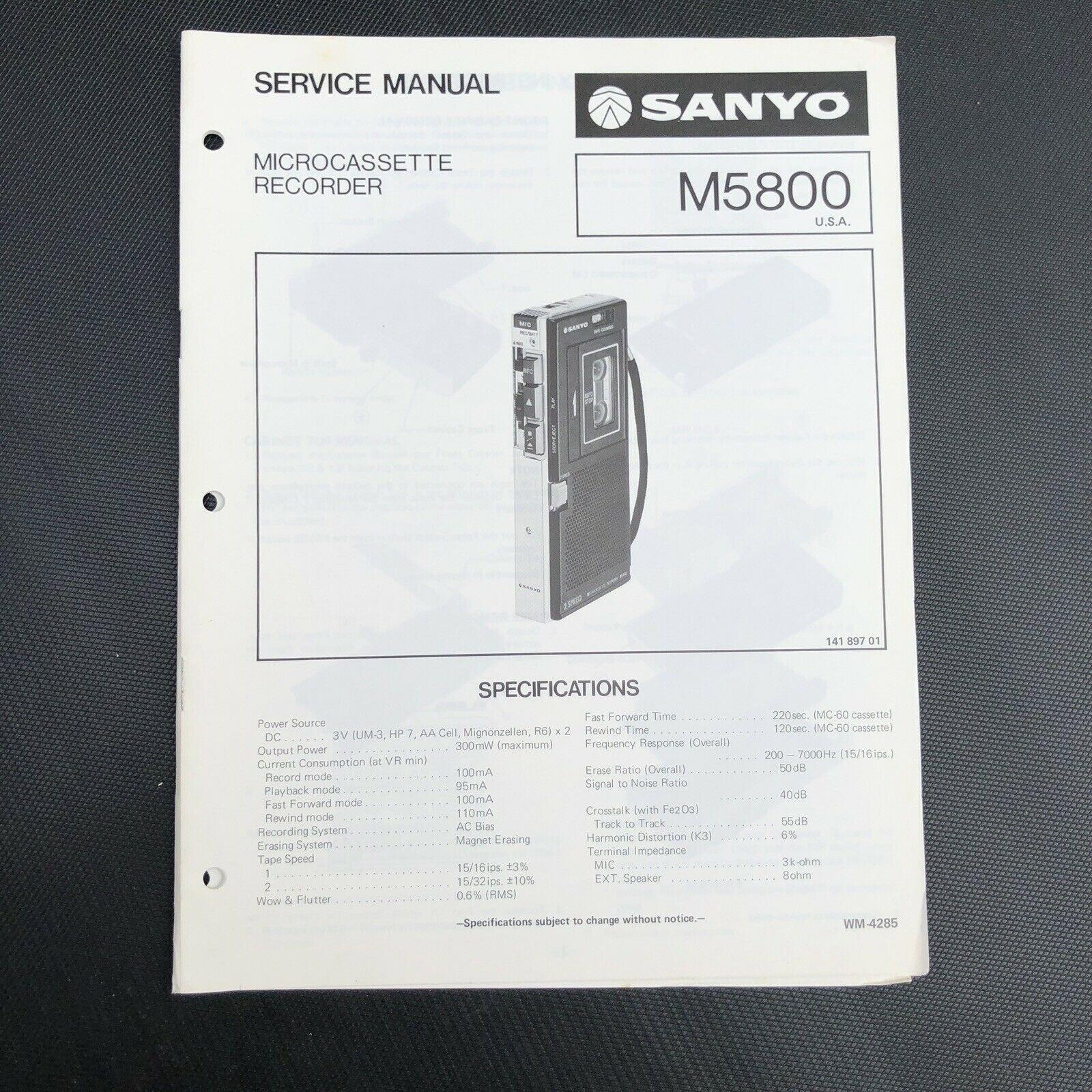 Sanyo M5800 Micro Cassette Recorder Service Manual