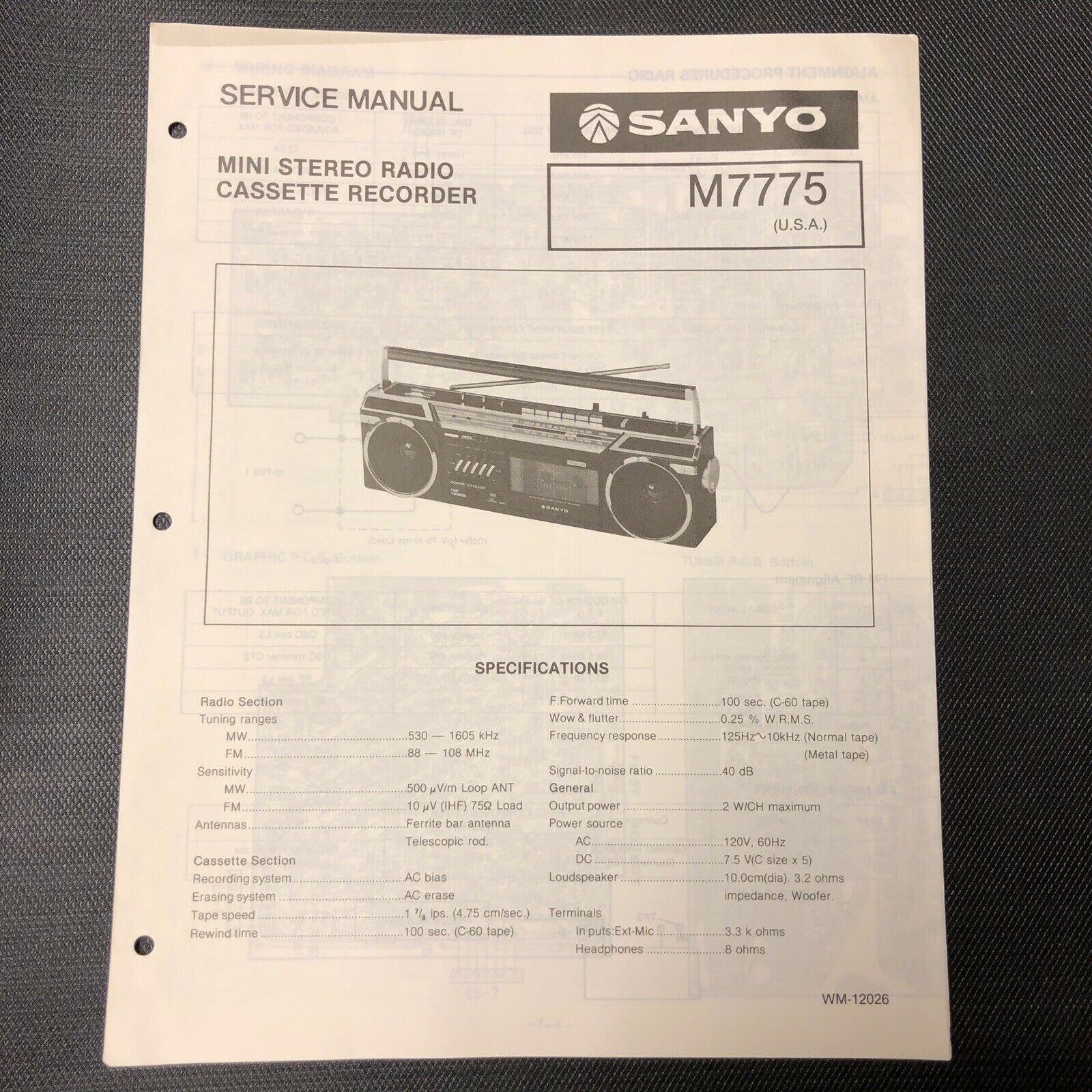 Sanyo M7775 M - 7775 service manual original repair book radio stereo tape radio