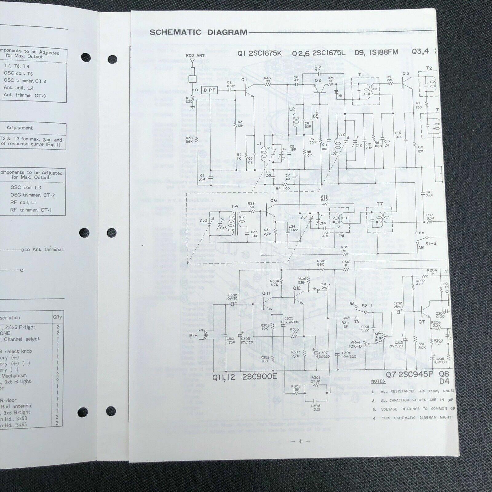 Sanyo M8000 Portable AM, FM Radio 8 Track Tape Player Service Manual