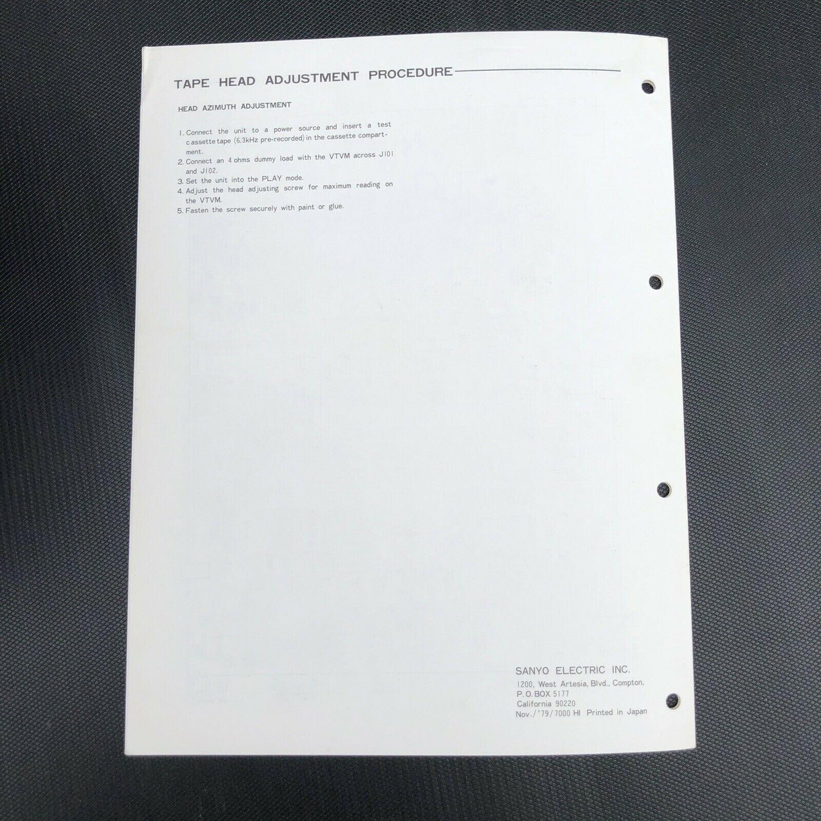 Sanyo M8500 Portable AM FM Radio Cassette Tape Player Service Manual