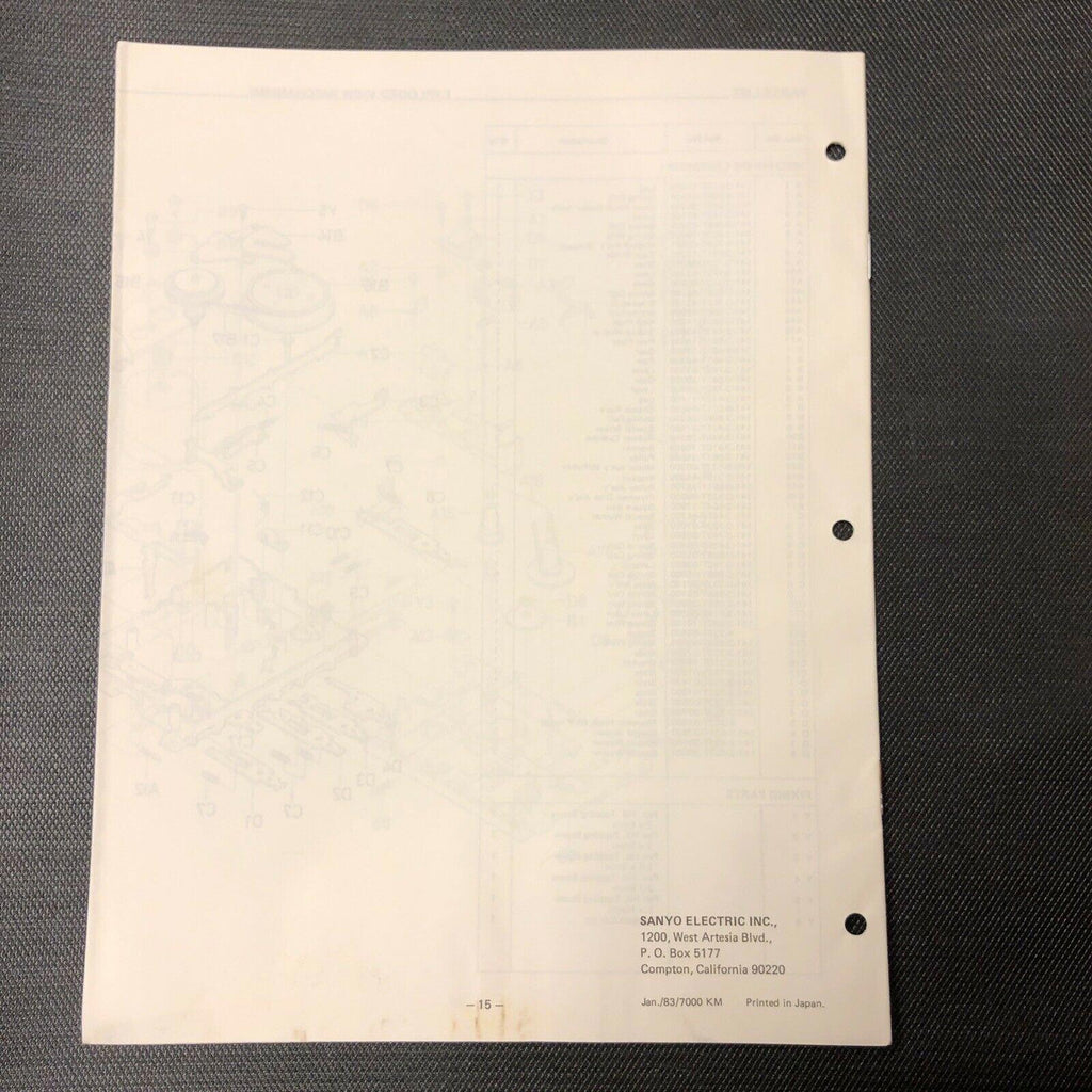 Sanyo M9800 service manual original repair book stereo tape player radio boombox