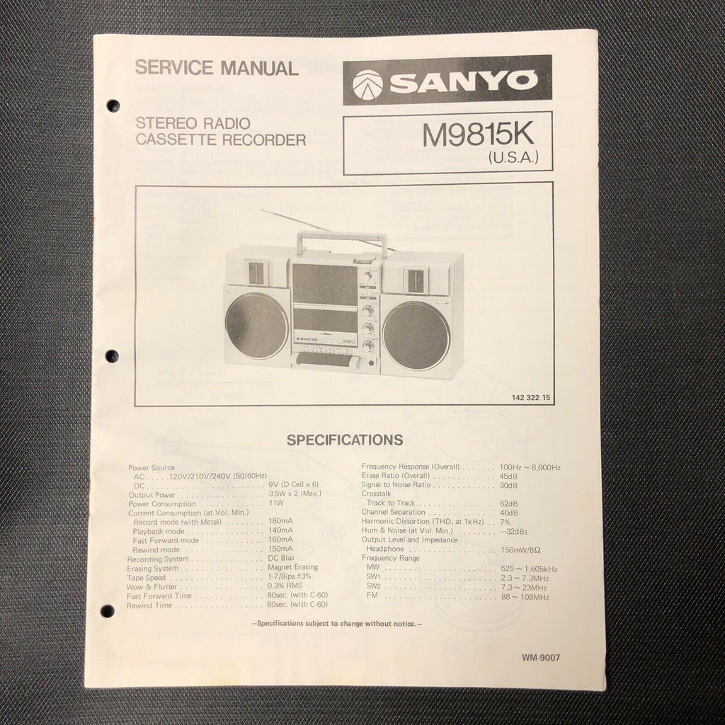 Sanyo M9815K Service Manual