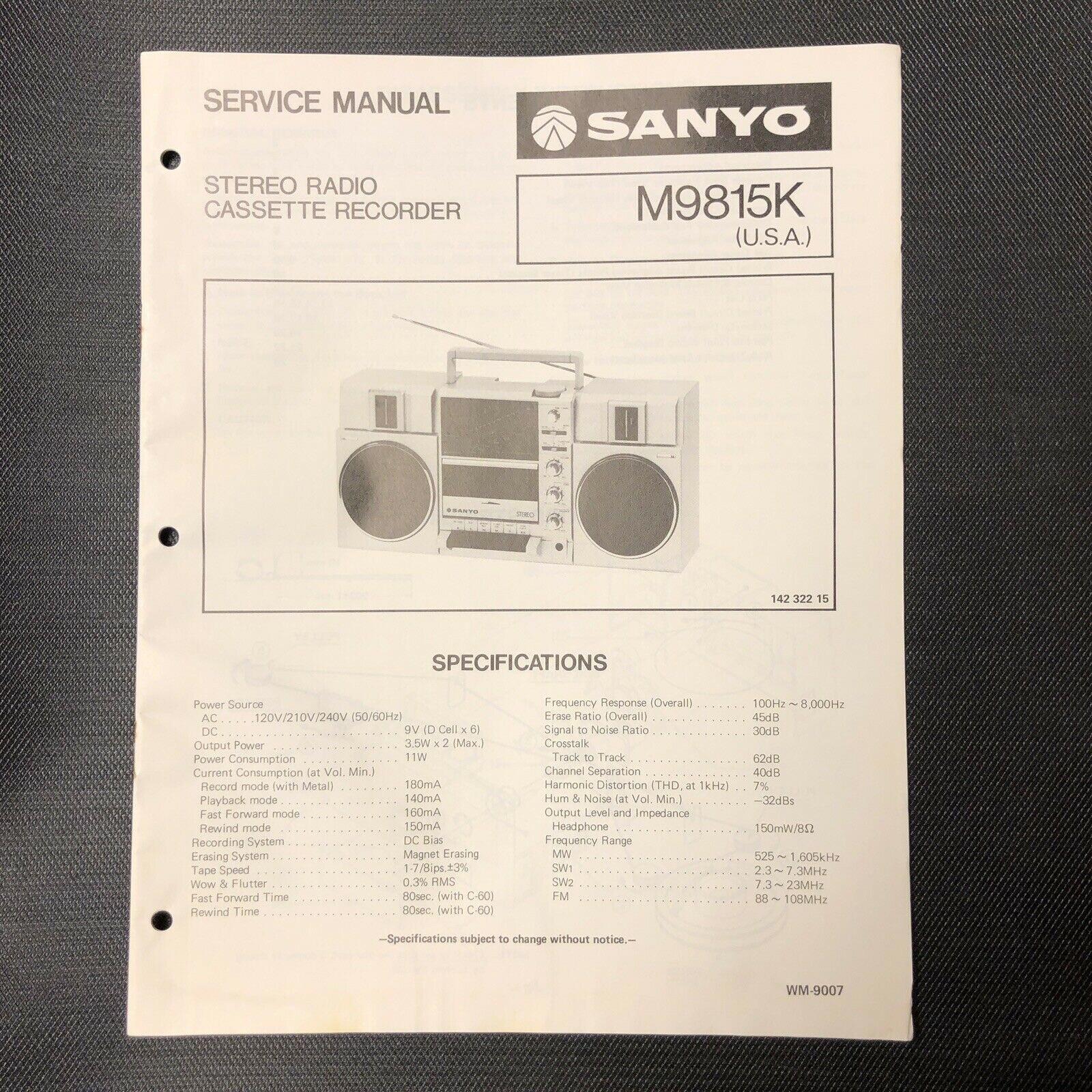 Sanyo M9815K Service Manual