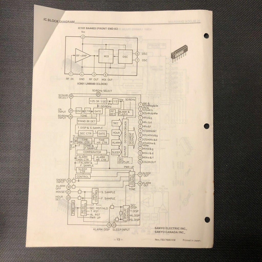 Sanyo RMT 610 service manual original repair book am fm clock radio telephone