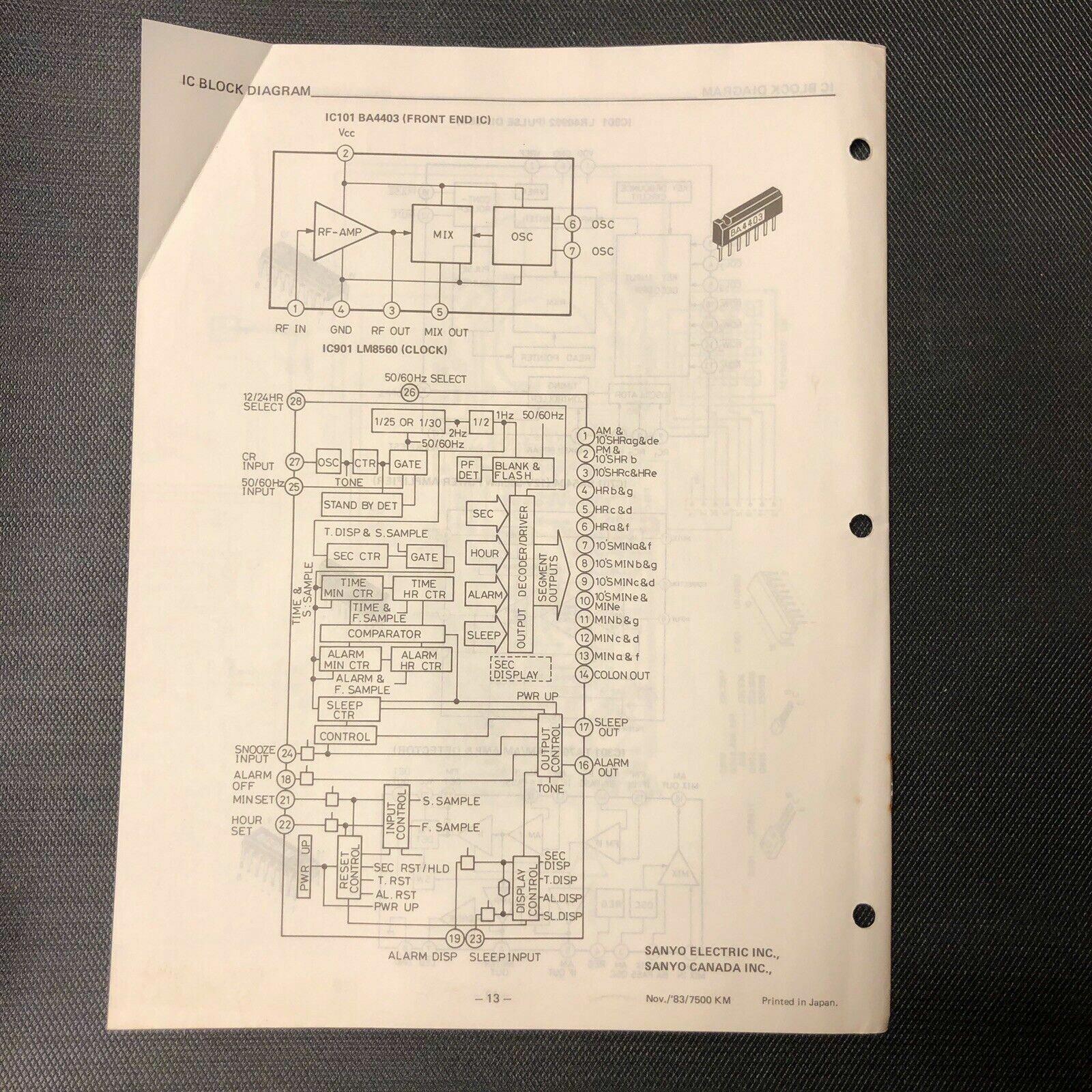 Sanyo RMT 610 service manual original repair book am fm clock radio telephone