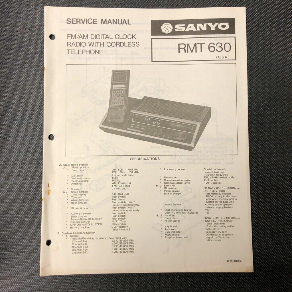 Sanyo RMT 630 Service Manual