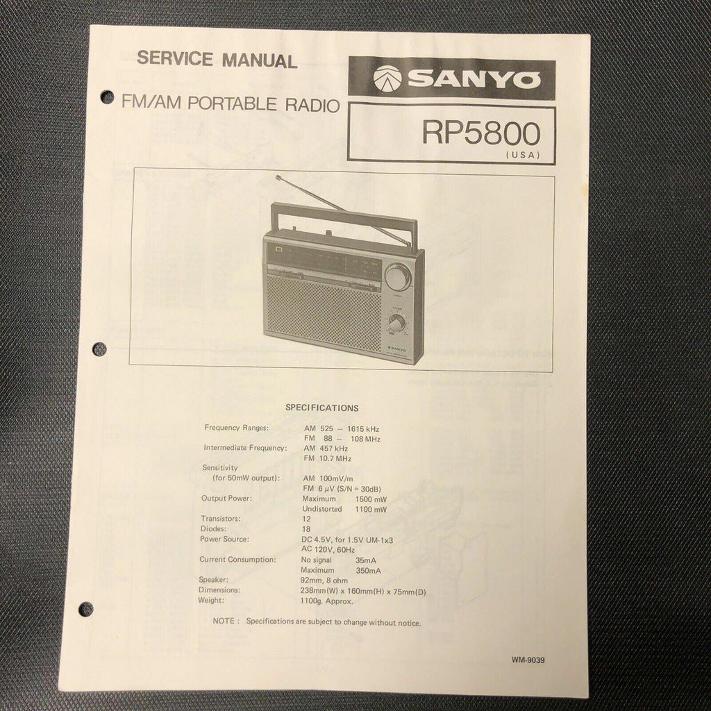 Sanyo RP5800 Service Manual