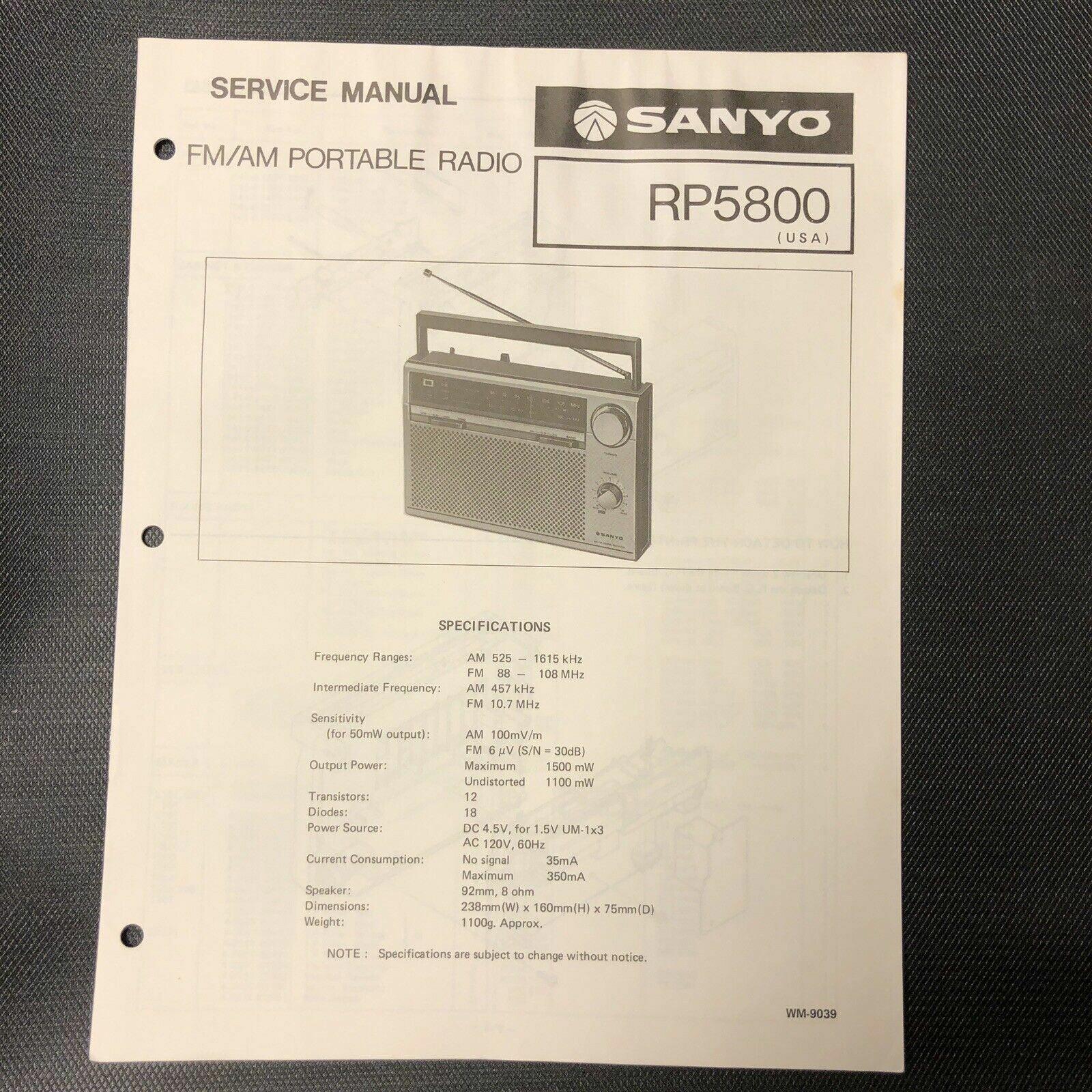 Sanyo RP5800 Service Manual