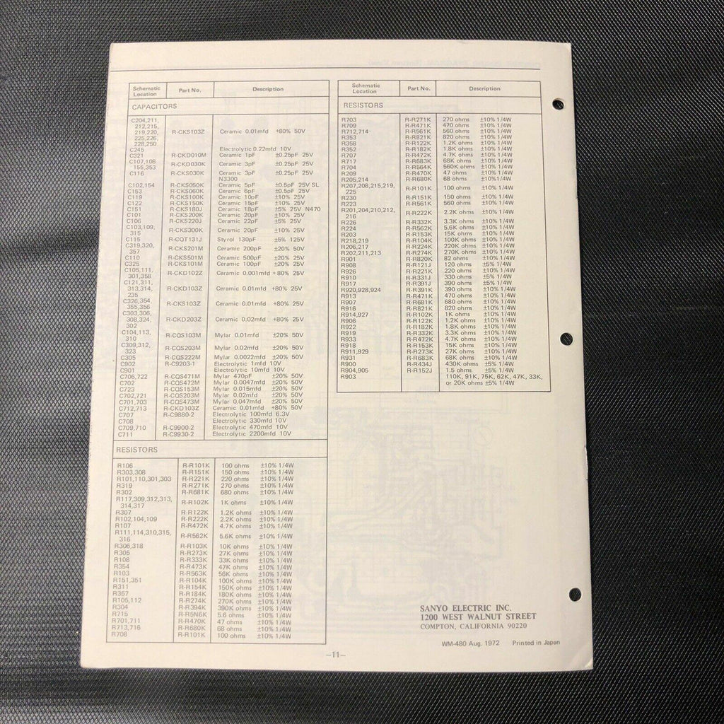 SANYO SERVICE MANUAL for a MODEL RP 8220 AM FM TELAUDIO PORTABLE RADIO