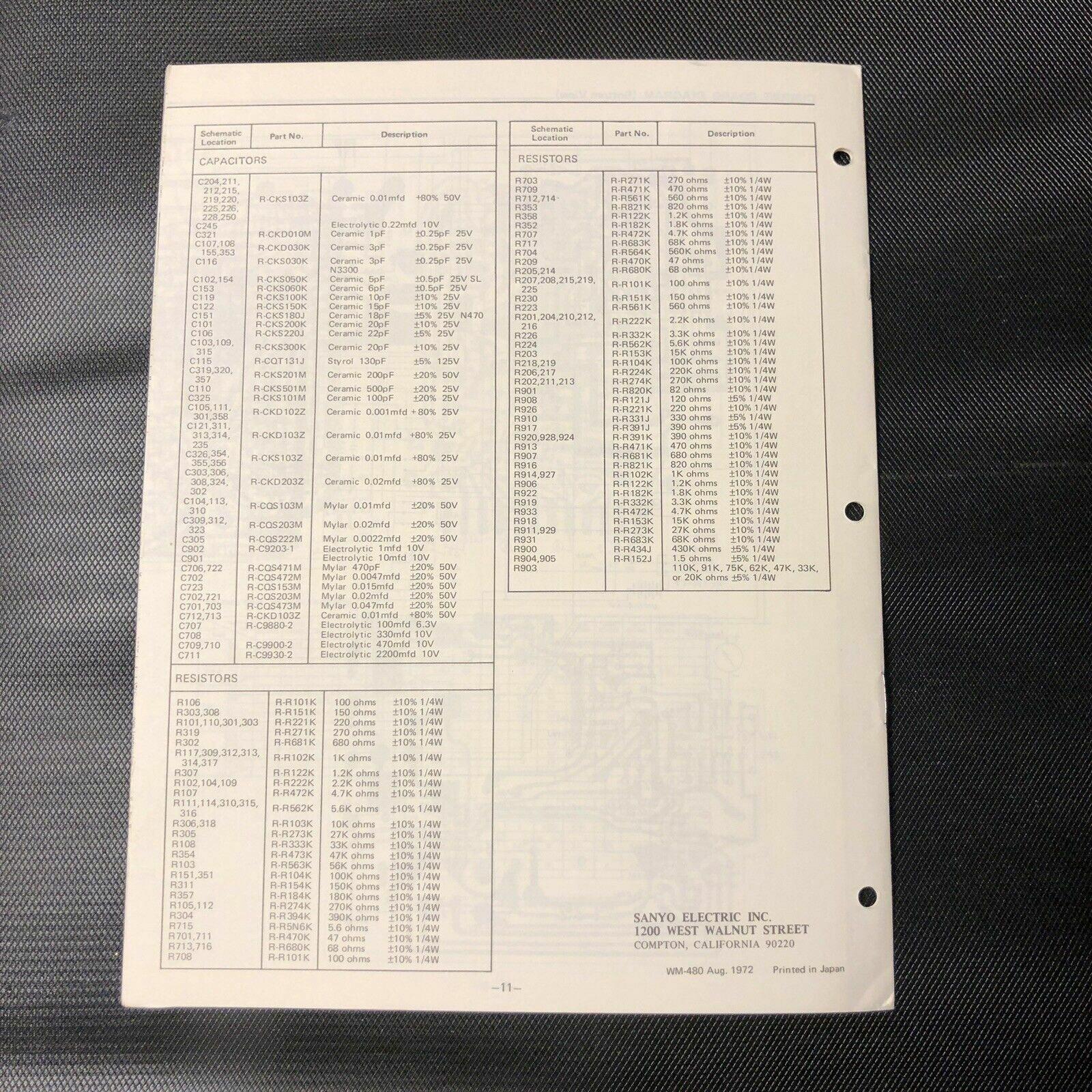 SANYO SERVICE MANUAL for a MODEL RP 8220 AM FM TELAUDIO PORTABLE RADIO