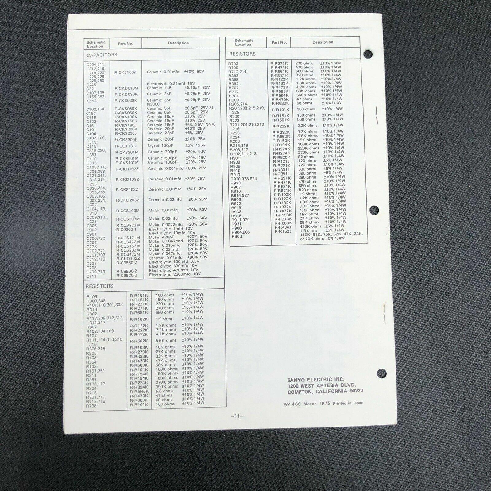 SANYO SERVICE MANUAL for a MODEL RP 8220 AM FM TELAUDIO PORTABLE RADIO