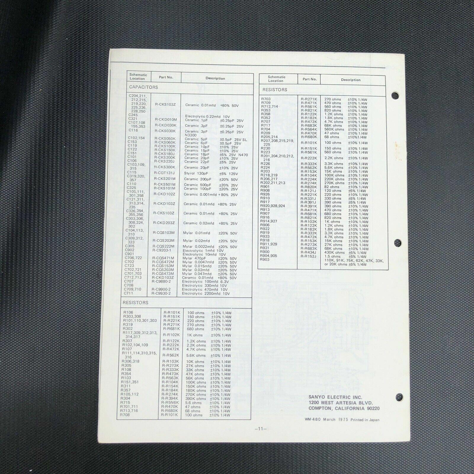 SANYO SERVICE MANUAL for a MODEL RP 8220 AM FM TELAUDIO PORTABLE RADIO