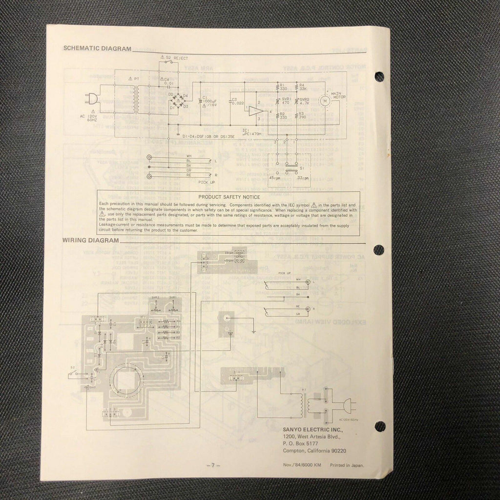 Sanyo TP - 242A service manual original repair book stereo turntable record player