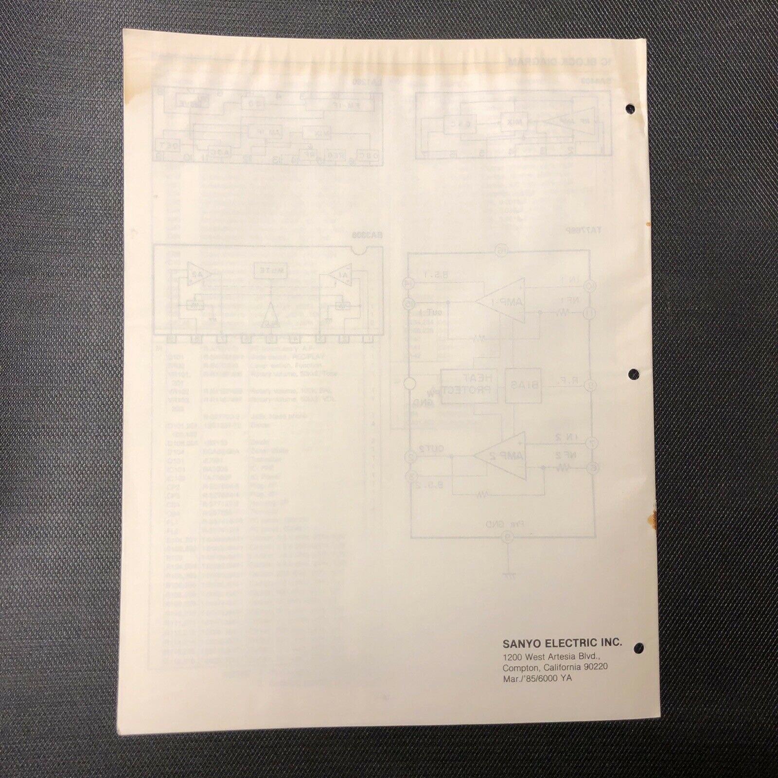 Sanyo WC 2000 service manual original repair book stereo boombox radio