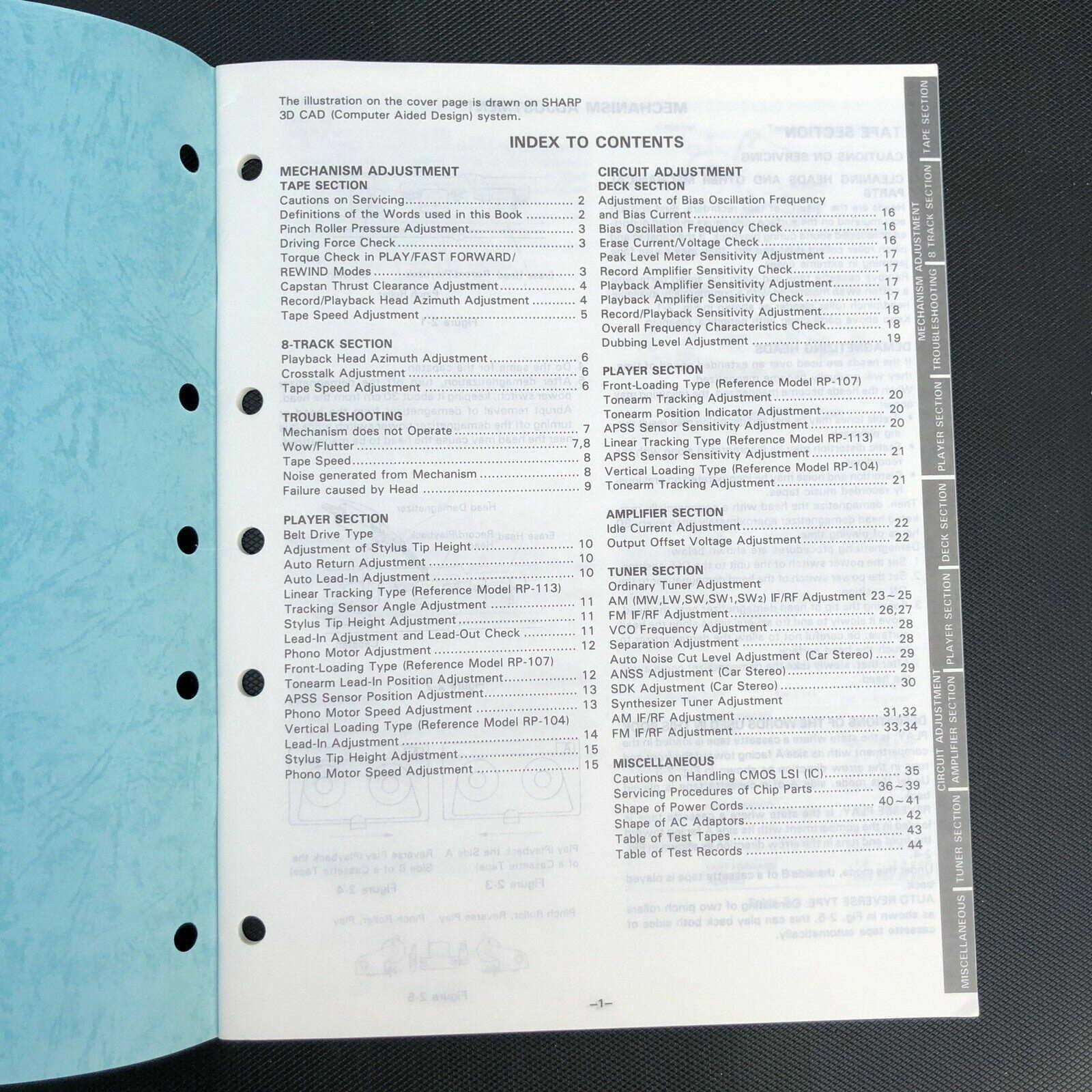 Sharp Adjustment Procedures Of Audio Products Service Manual
