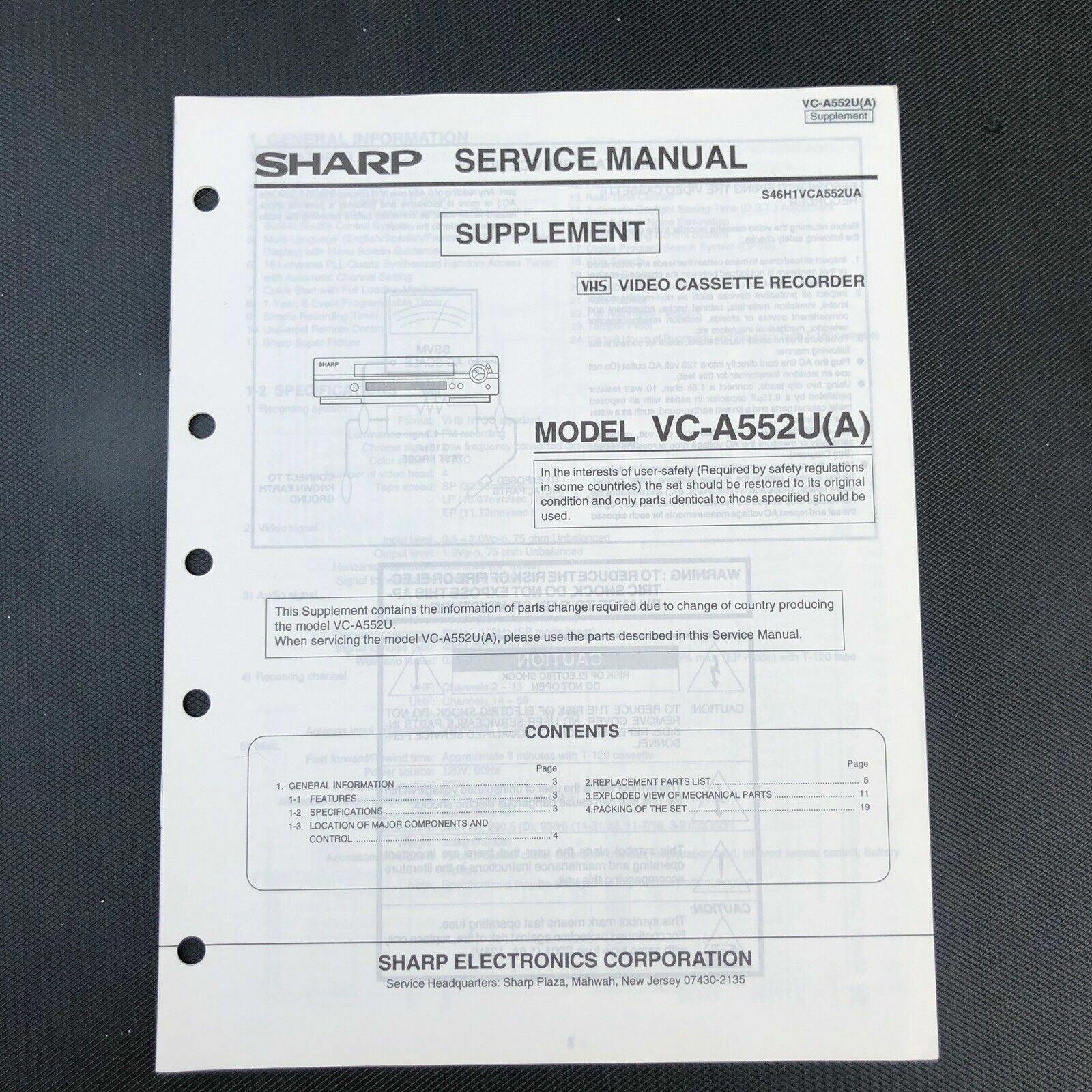 sharp VC - A552U(A) service manual