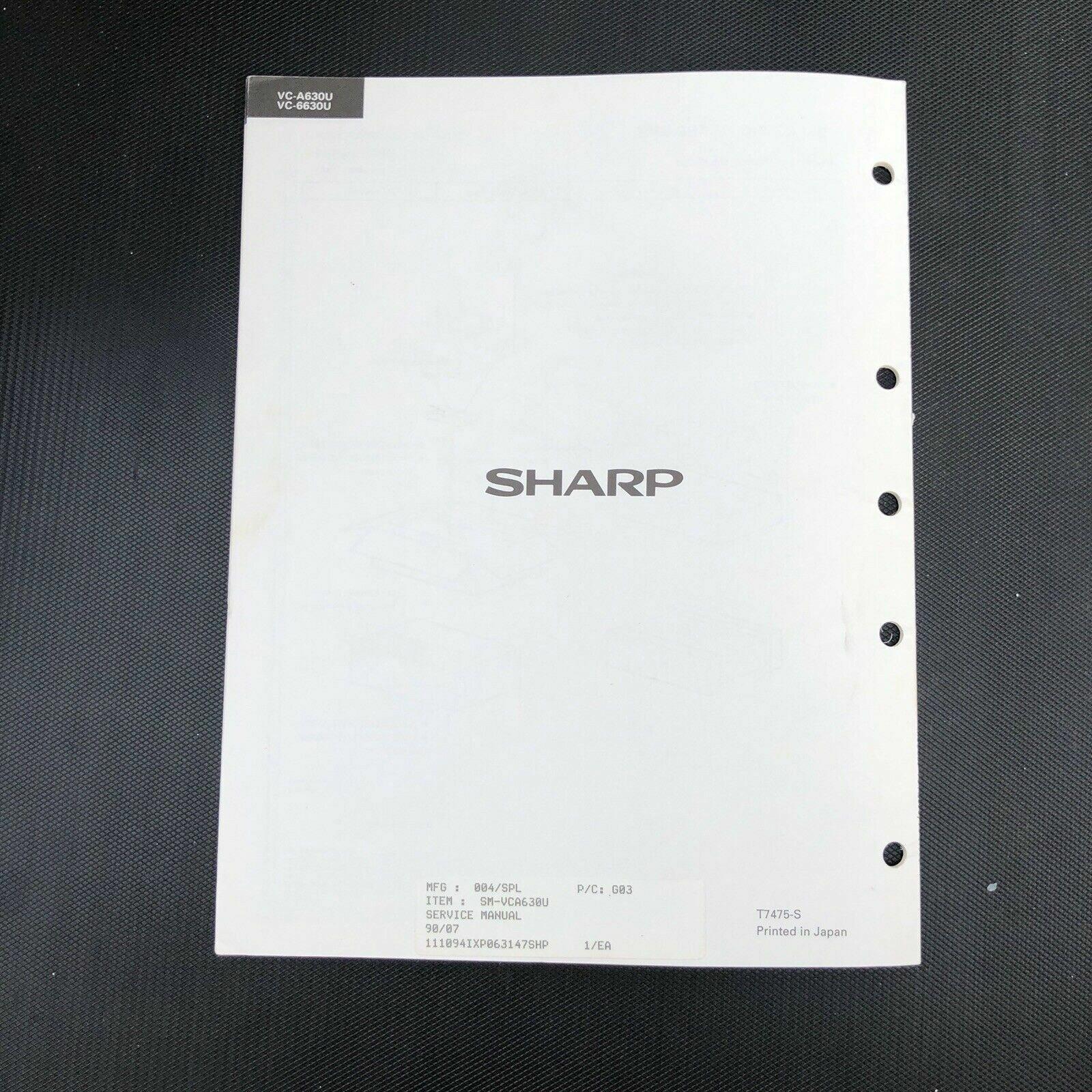 sharp VC - A630U VC6630U Video Cassette Recorder service manual