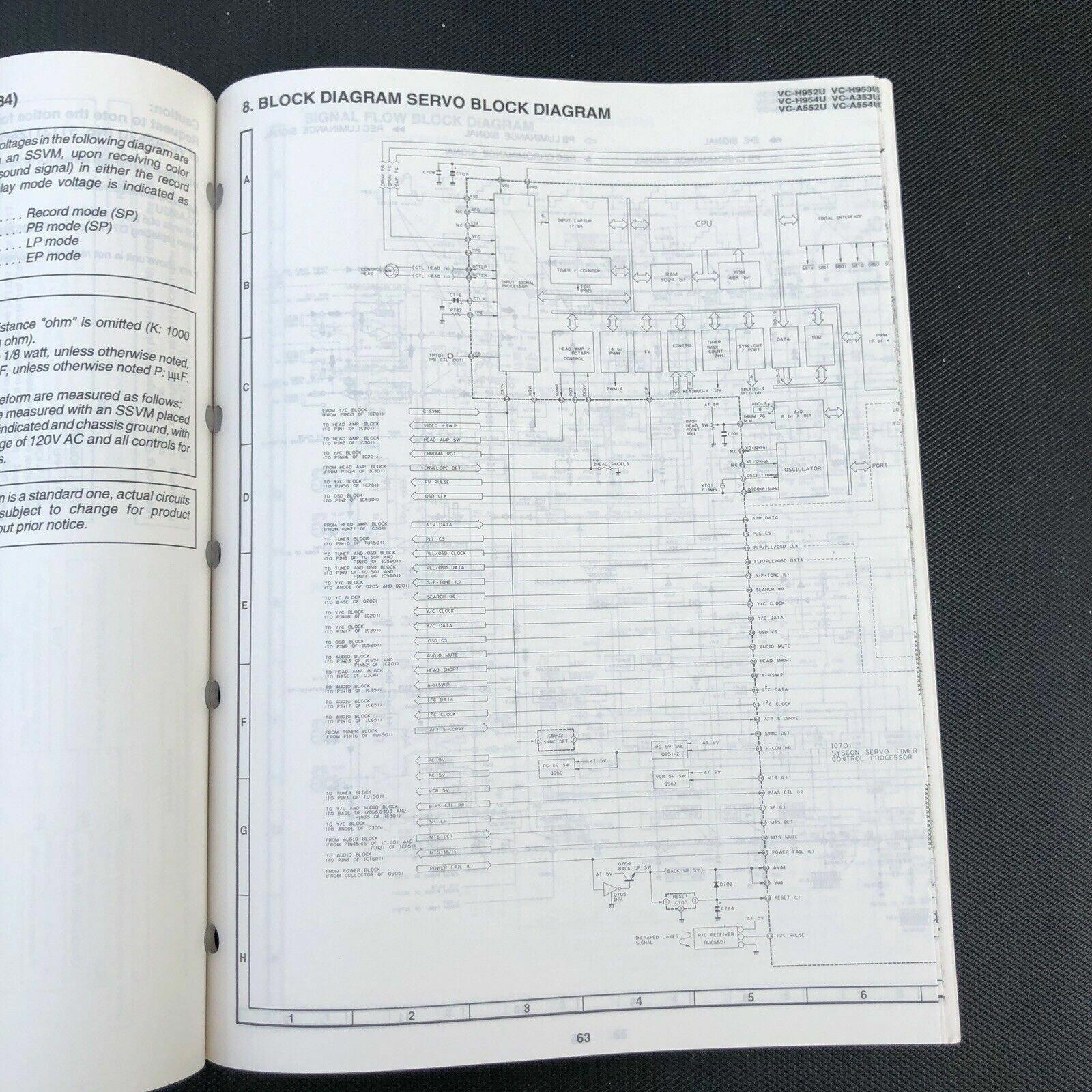 Sharp VC - H952U H953U A954U A353U A552U Service Manual OEM VCR video recorder