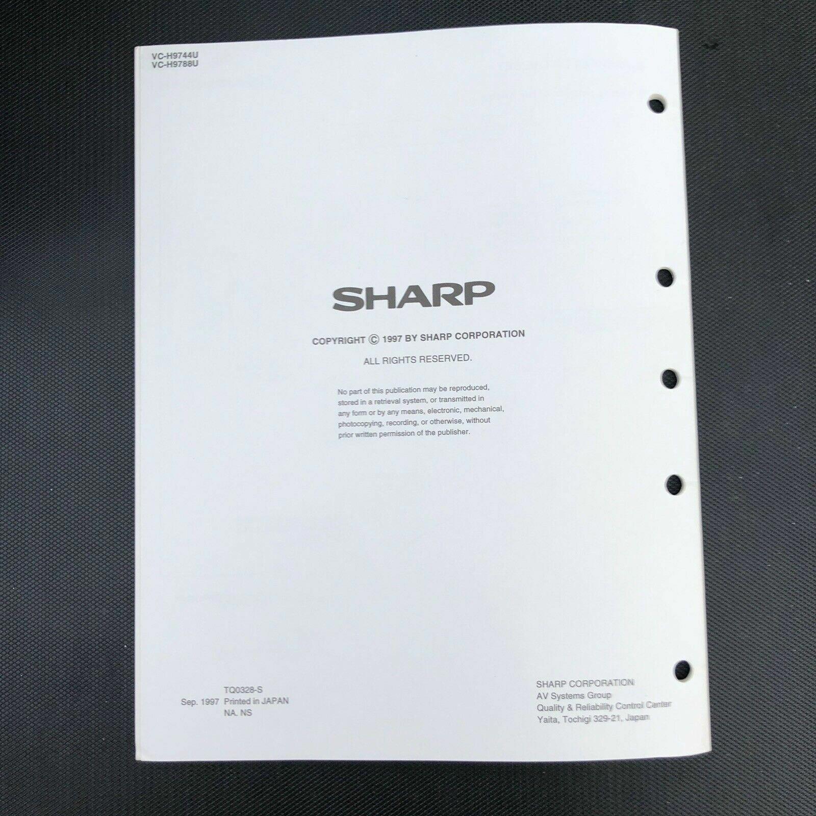 Sharp VC - H9744U H9788U Video Cassette Recorder Service Manual