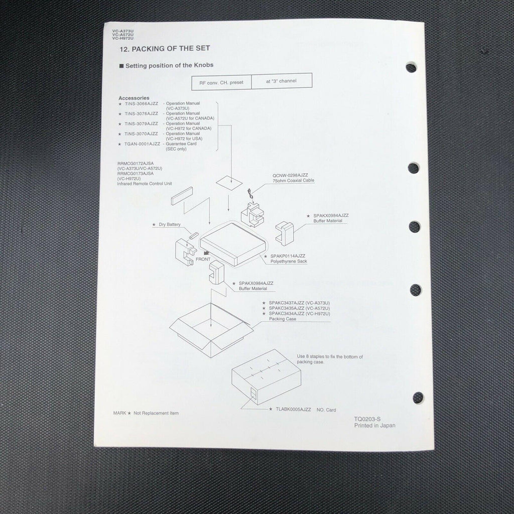Sharp Video Cassette Recorder Service Manual VC - A373U, VC - A572U, VC - H972U