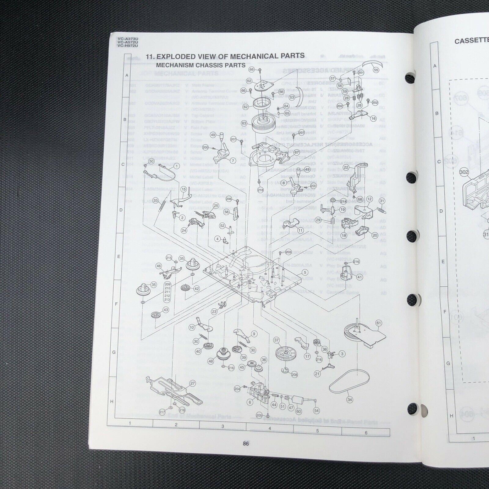 Sharp Video Cassette Recorder Service Manual VC - A373U, VC - A572U, VC - H972U