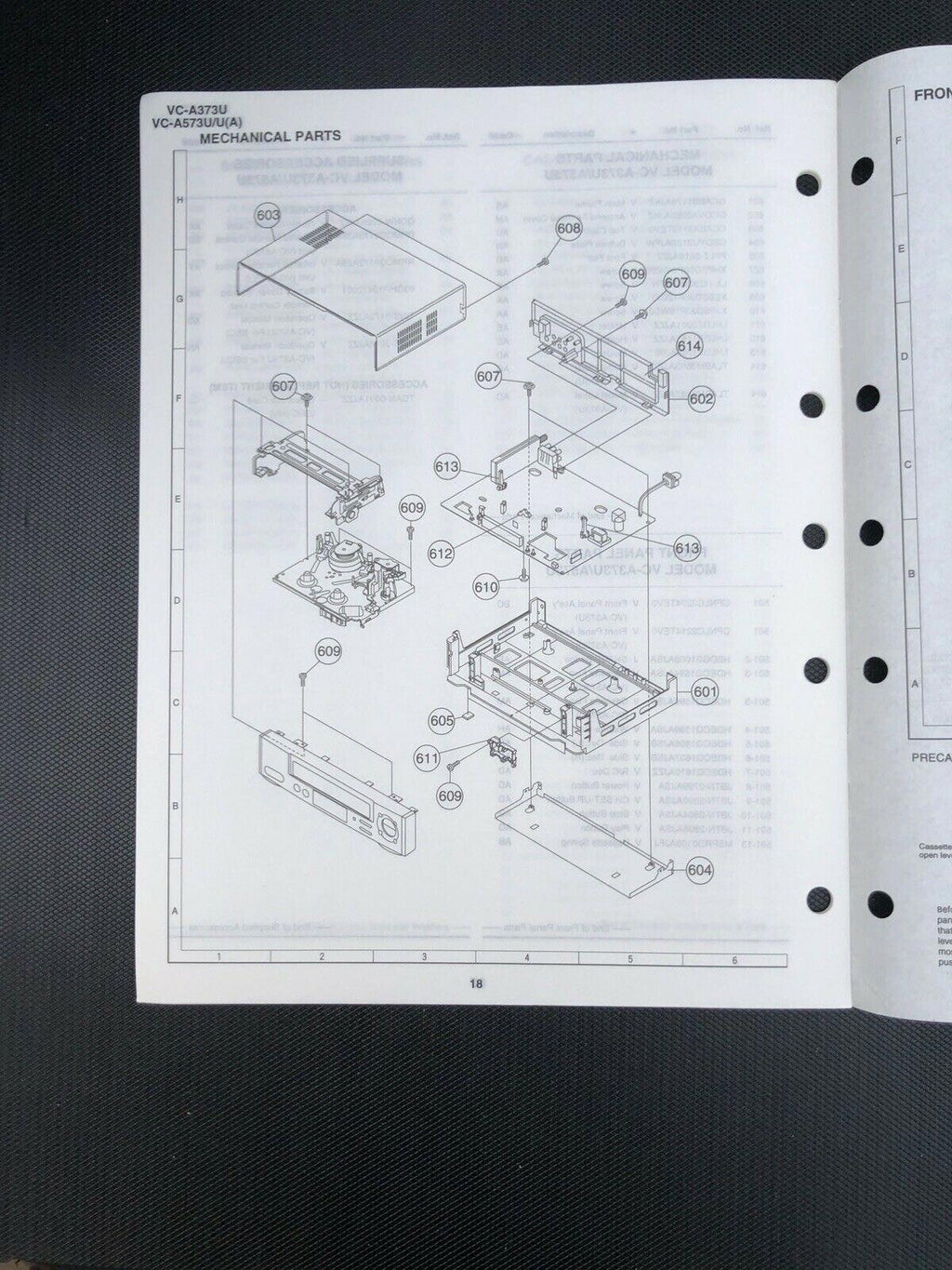 Sharp Video Cassette Recorder VC - A373U VC - A573U VC - A573U(A) Service Manual