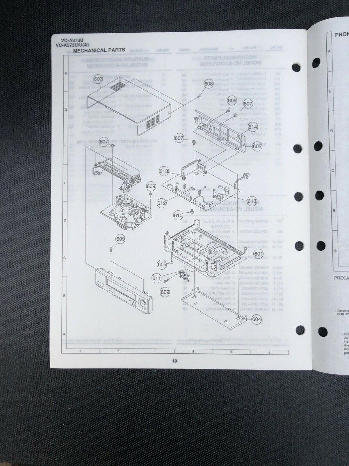 Sharp Video Cassette Recorder VC - A373U VC - A573U VC - A573U(A) Service Manual