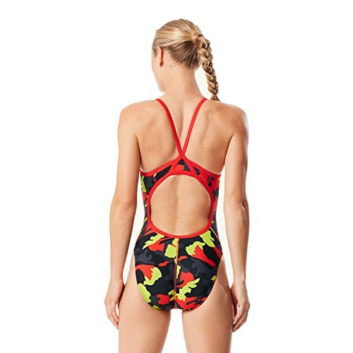 SPEEDO Women's Camo Squad Flyback - ProLT Swimsuit,Speedo Red (601)
