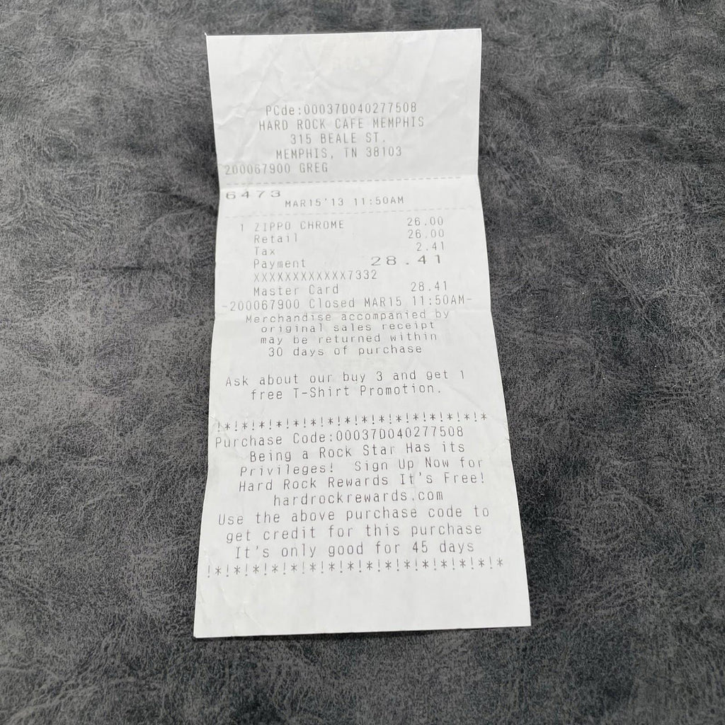 Vintage 2012 Hard Rock Cafe Memphis High Polish Chrome Zippo Lighter NEW