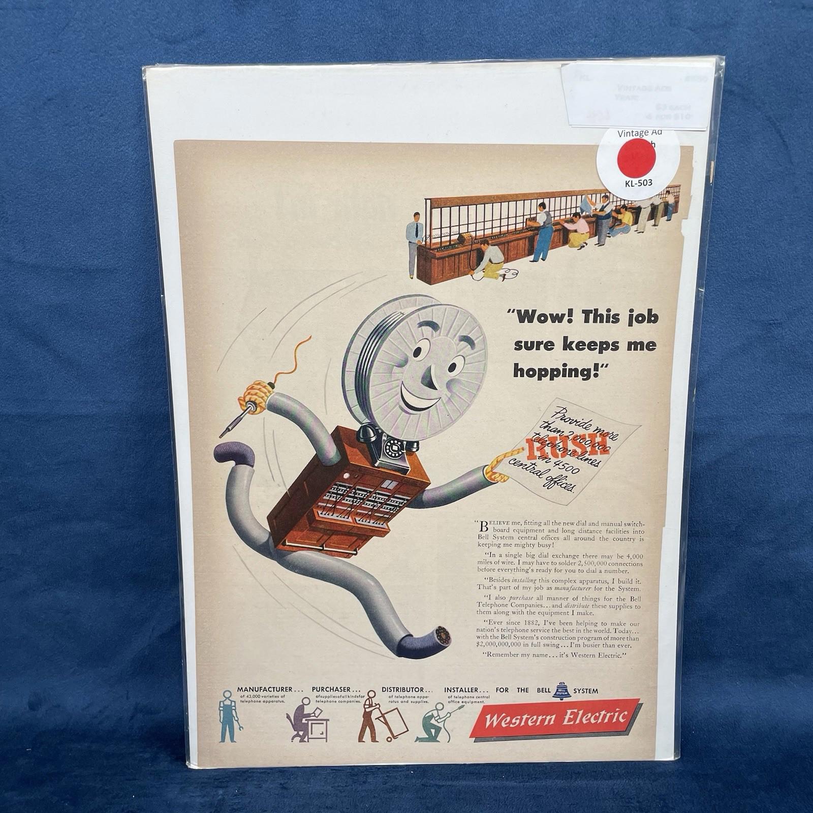 Western Electric ad Job keeps me hopping Vintage AD